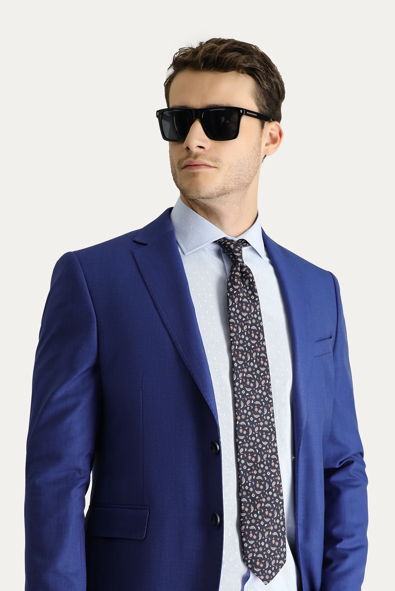 Saks Mavi 7 Drop Slim Fit Dar Kesim Klasik Ceket