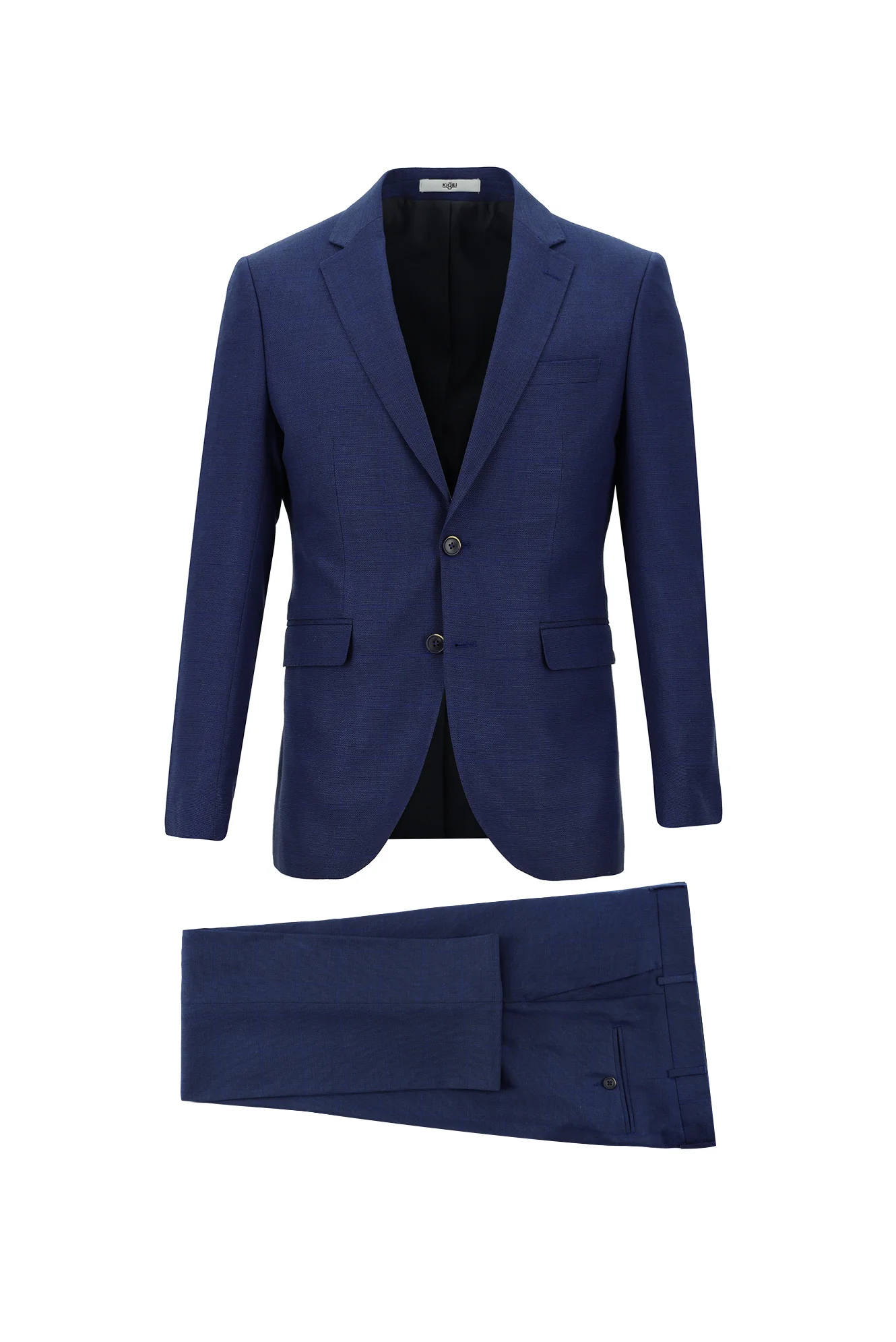 Saks Mavi 7 Drop Slim Fit Dar Kesim Kareli Takım Elbise