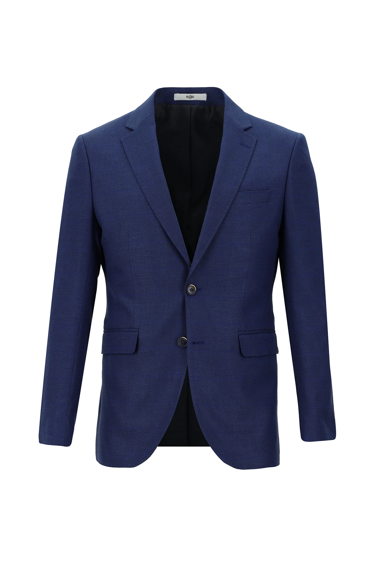 Saks Mavi 7 Drop Slim Fit Dar Kesim Kareli Takım Elbise - Image 2