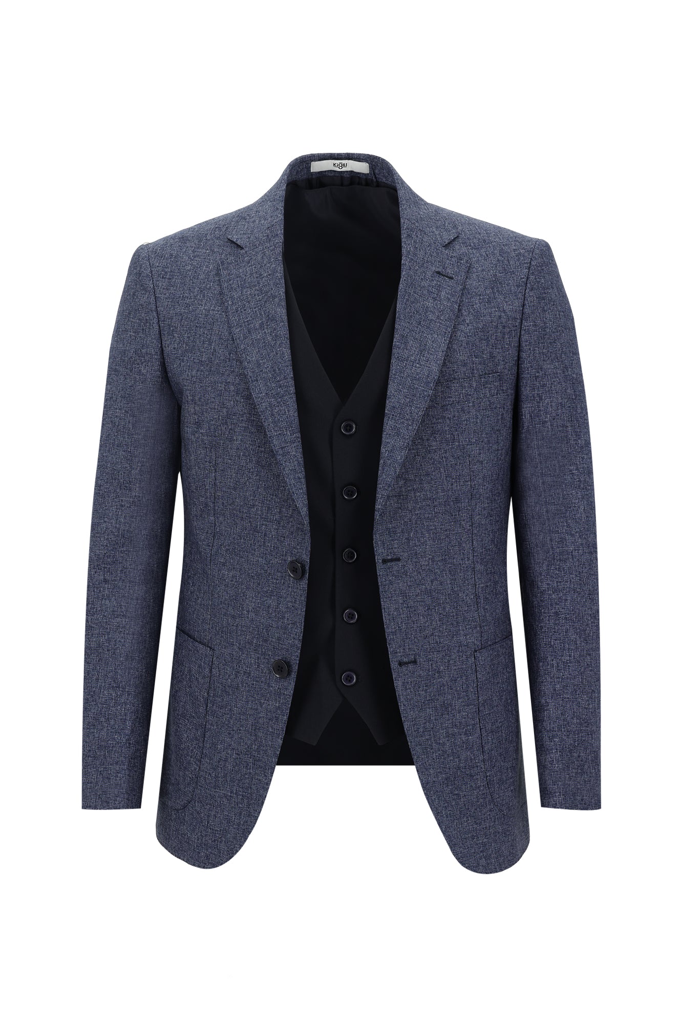 Saks Mavi 7 Drop Slim Fit Dar Kesim Kombinli Yelekli Takım Elbise - Image 2