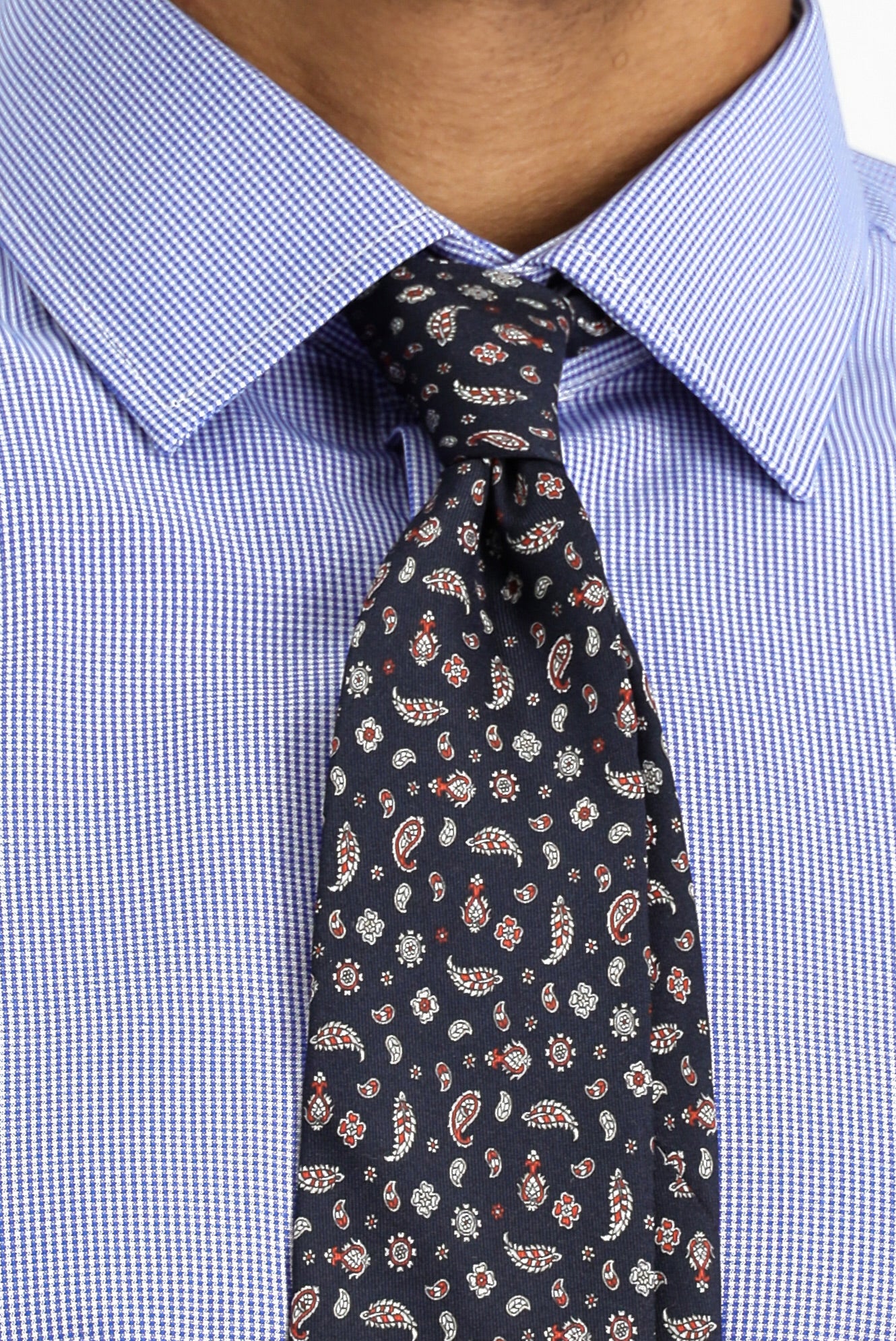 Saks Mavi Uzun Kol Slim Fit Dar Kesim Klasik Desenli Pamuklu Kolay Ütülenebilir Gömlek - Image 5
