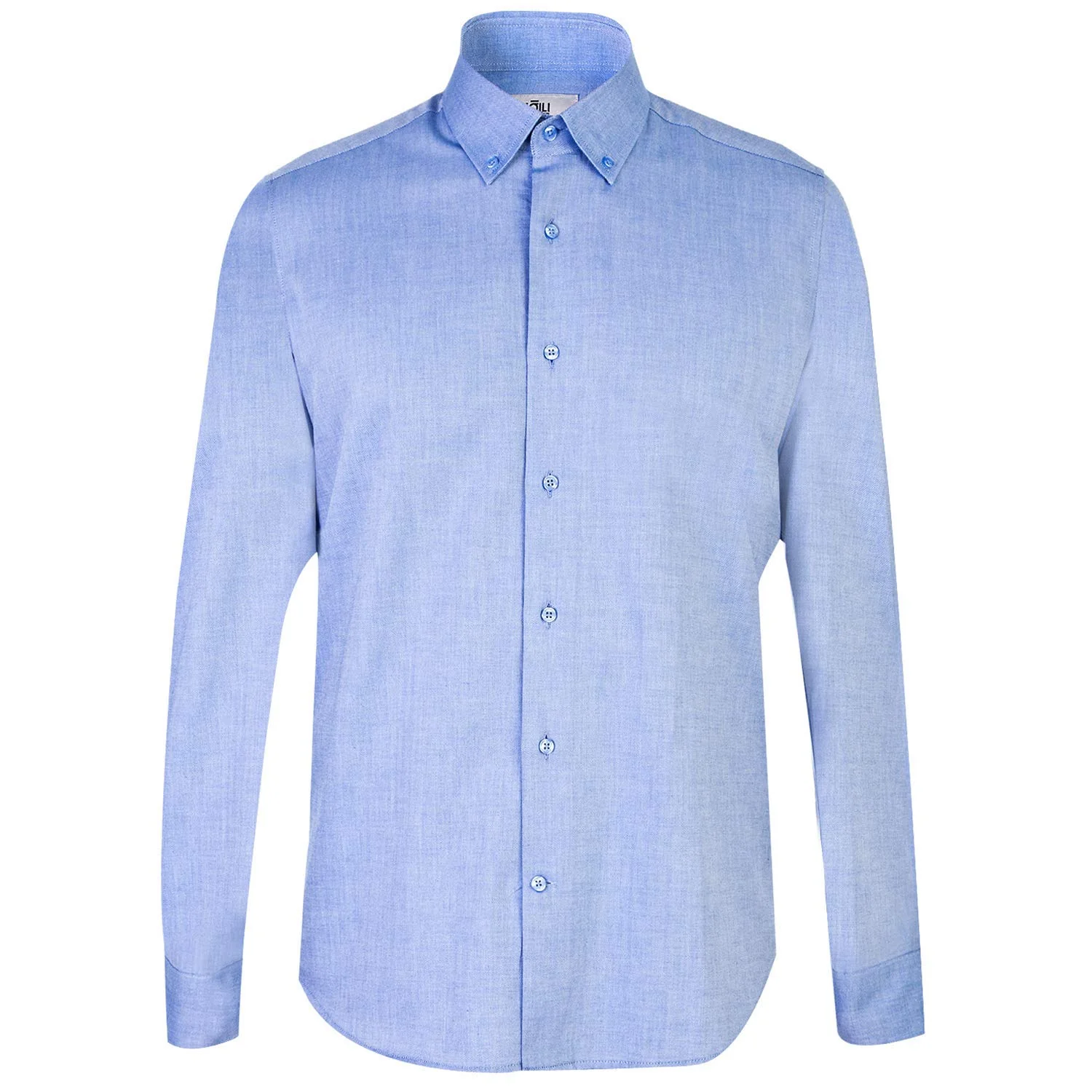 Saks Mavi Uzun Kol Slim Fit Dar Kesim Pamuk Gömlek - Image 6