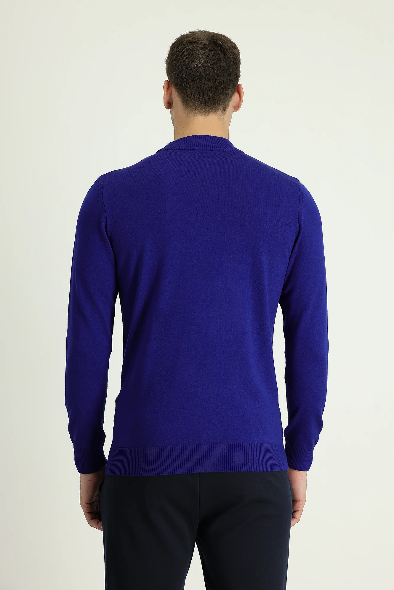 Saks Mavi Yarım Balıkçı Yaka Regular Fit Triko Kazak - Image 3