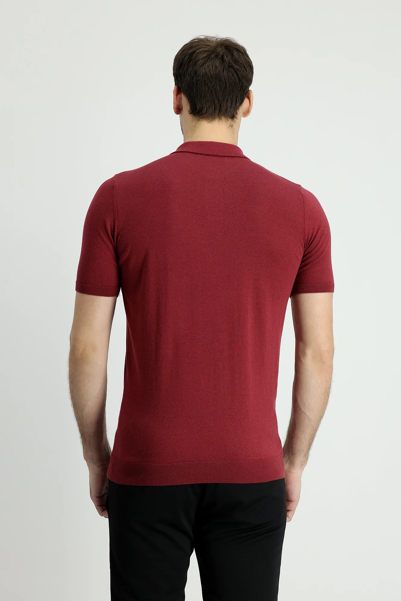 Şarap Bordo Polo Yaka Regular Fit Desenli Tişört - Image 3