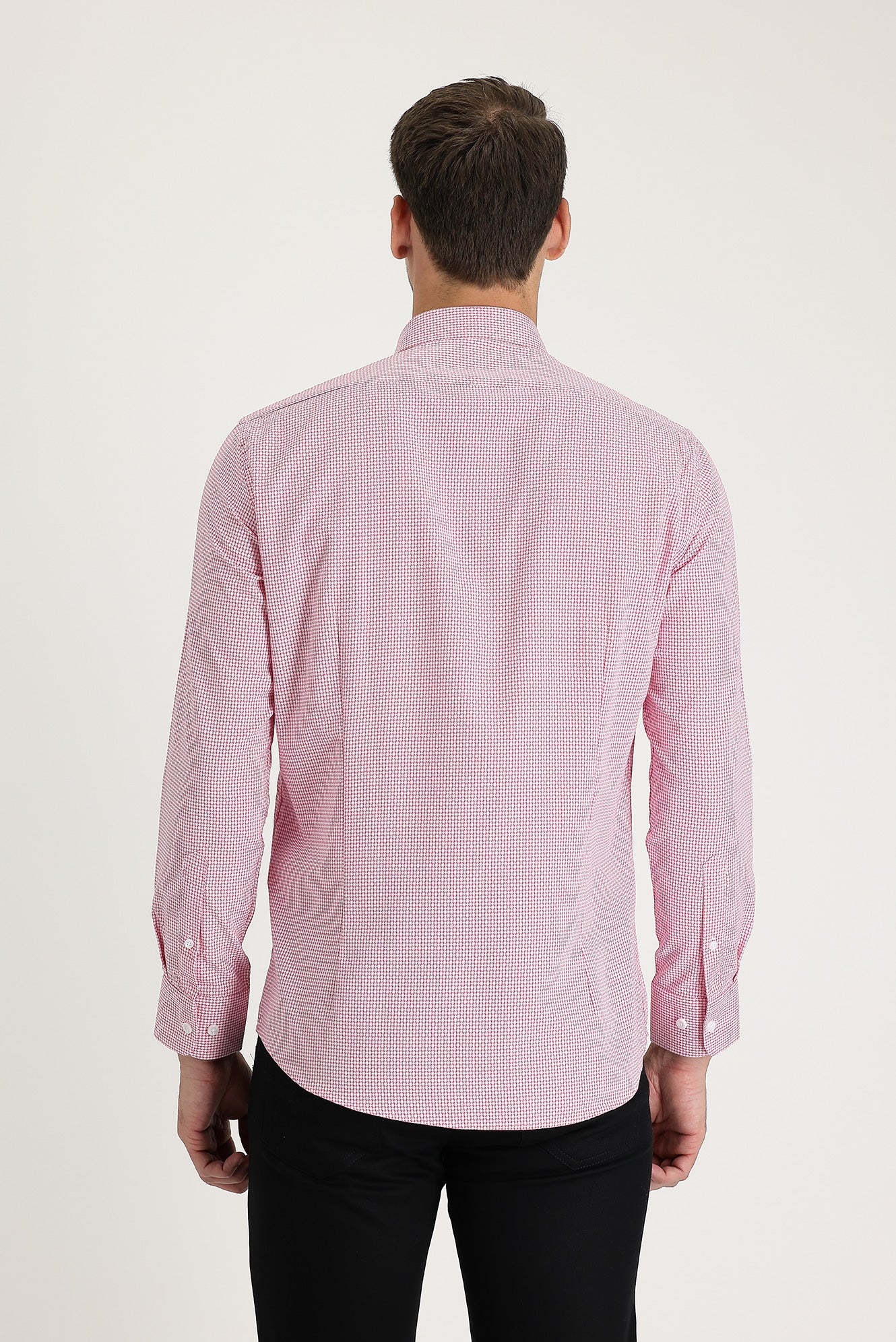 Şeker Pembe Uzun Kol Slim Fit Dar Kesim Gömlek - Image 3