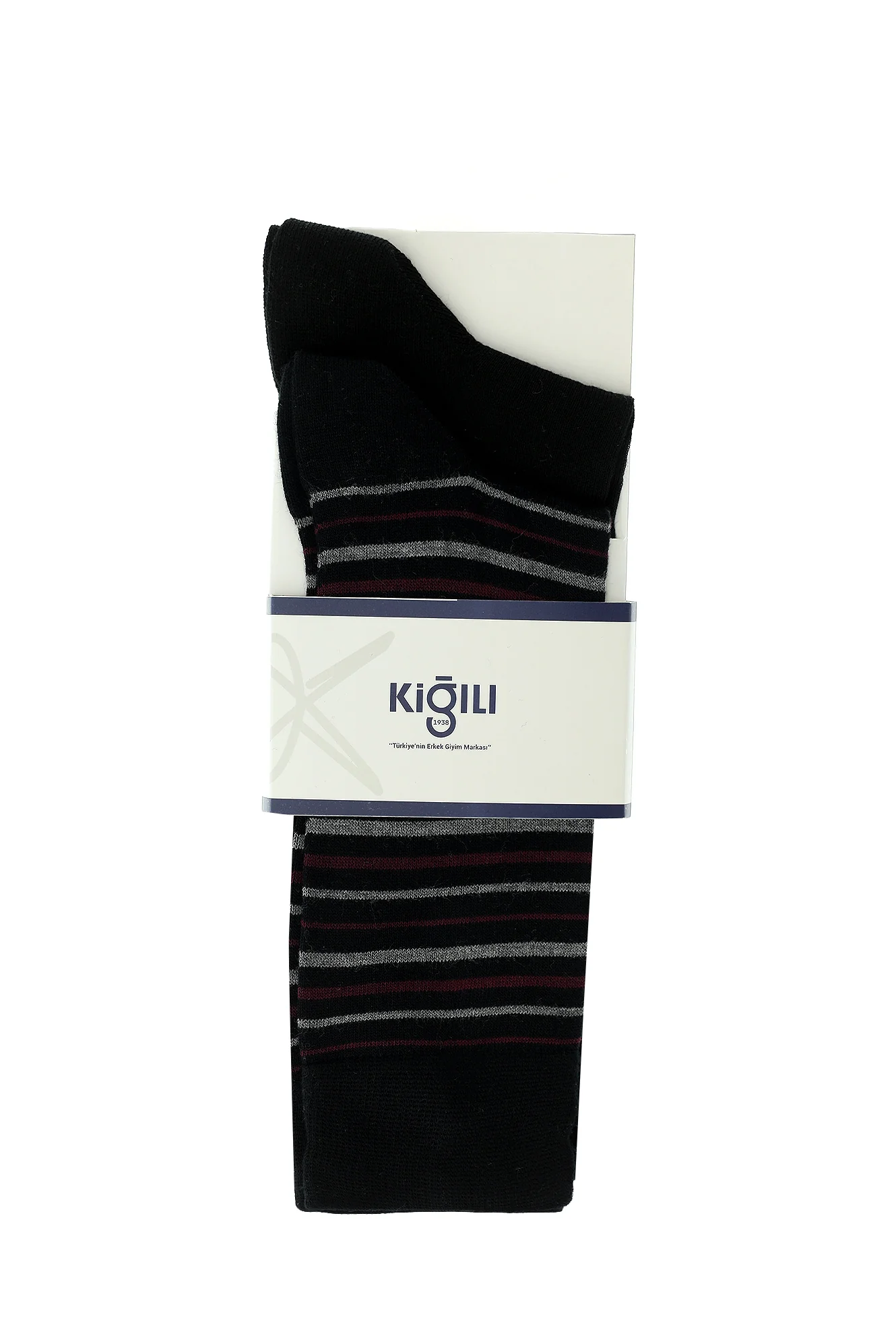 Siyah 2'li Pamuklu Çizgili Çorap Seti
