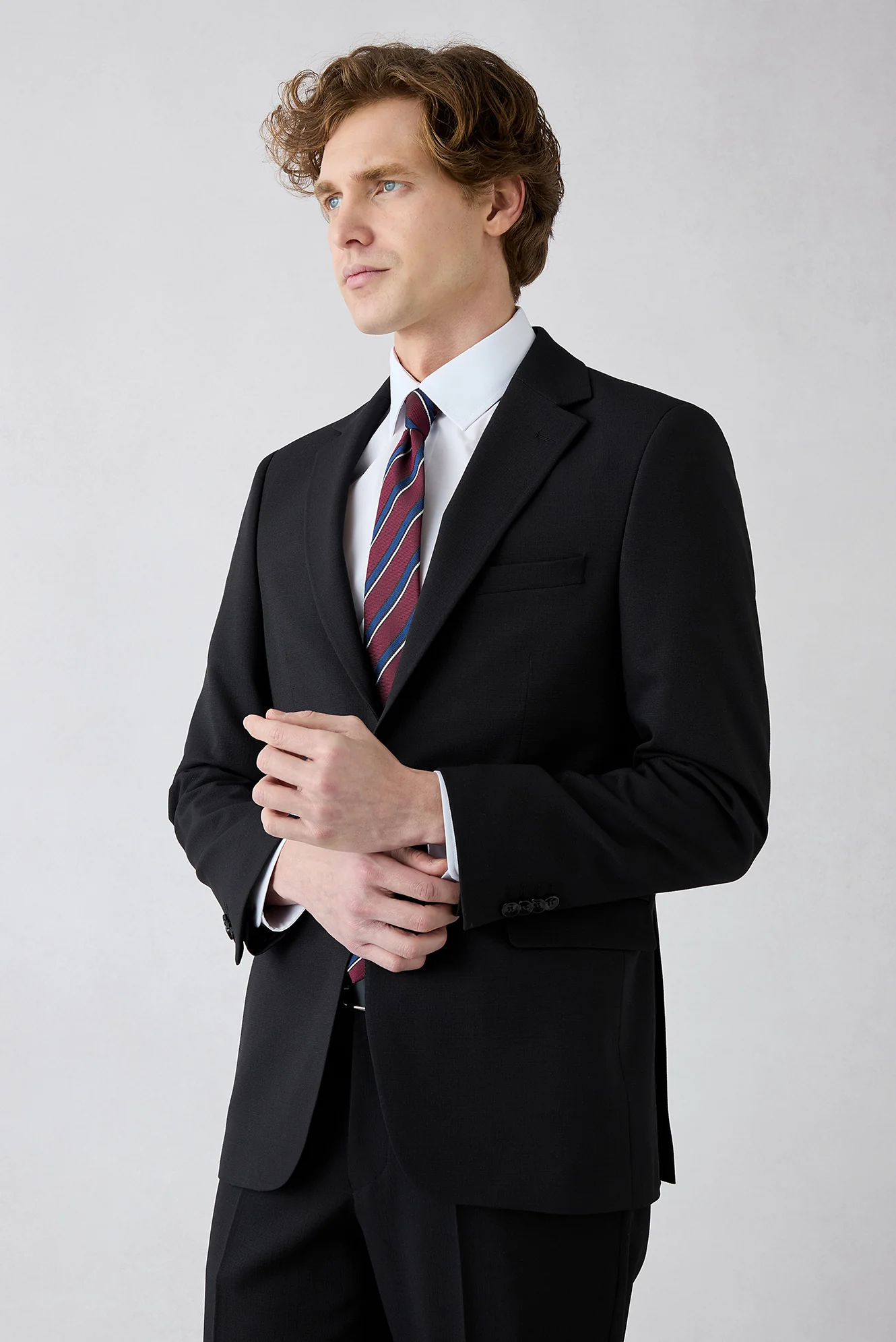 Siyah 4 Drop Relaxed Fit Rahat Kesim Mono Yaka Likralı Takım Elbise - Image 2