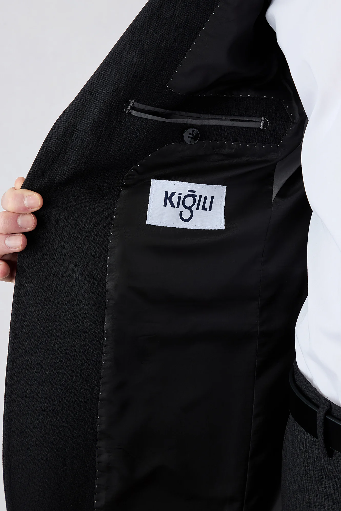 Siyah 4 Drop Relaxed Fit Rahat Kesim Mono Yaka Likralı Takım Elbise - Image 3