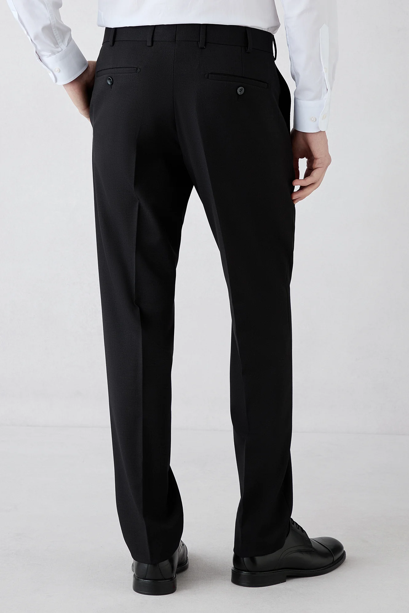 Siyah 4 Drop Relaxed Fit Rahat Kesim Mono Yaka Likralı Takım Elbise - Image 6
