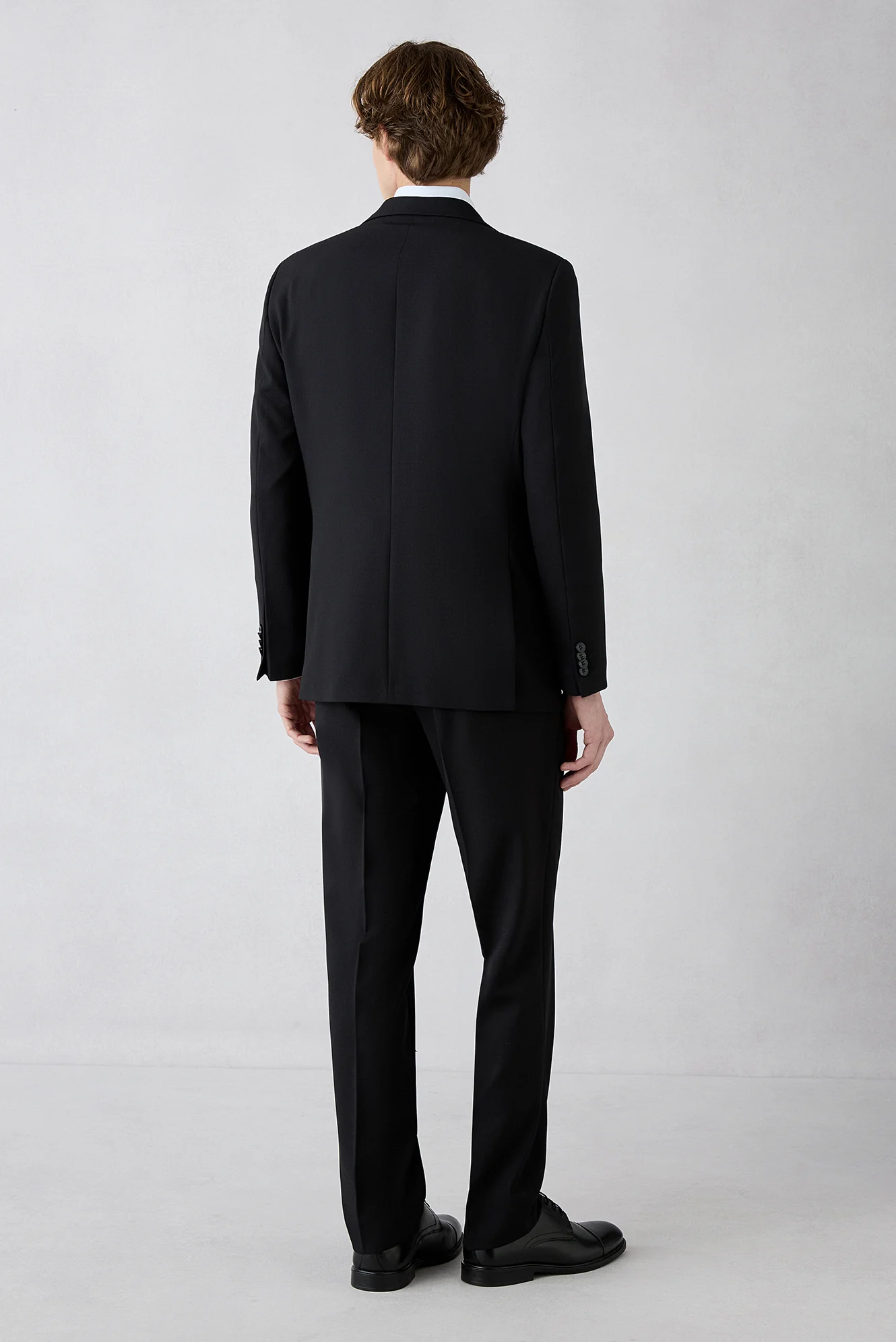 Siyah 4 Drop Relaxed Fit Rahat Kesim Mono Yaka Likralı Takım Elbise - Image 7