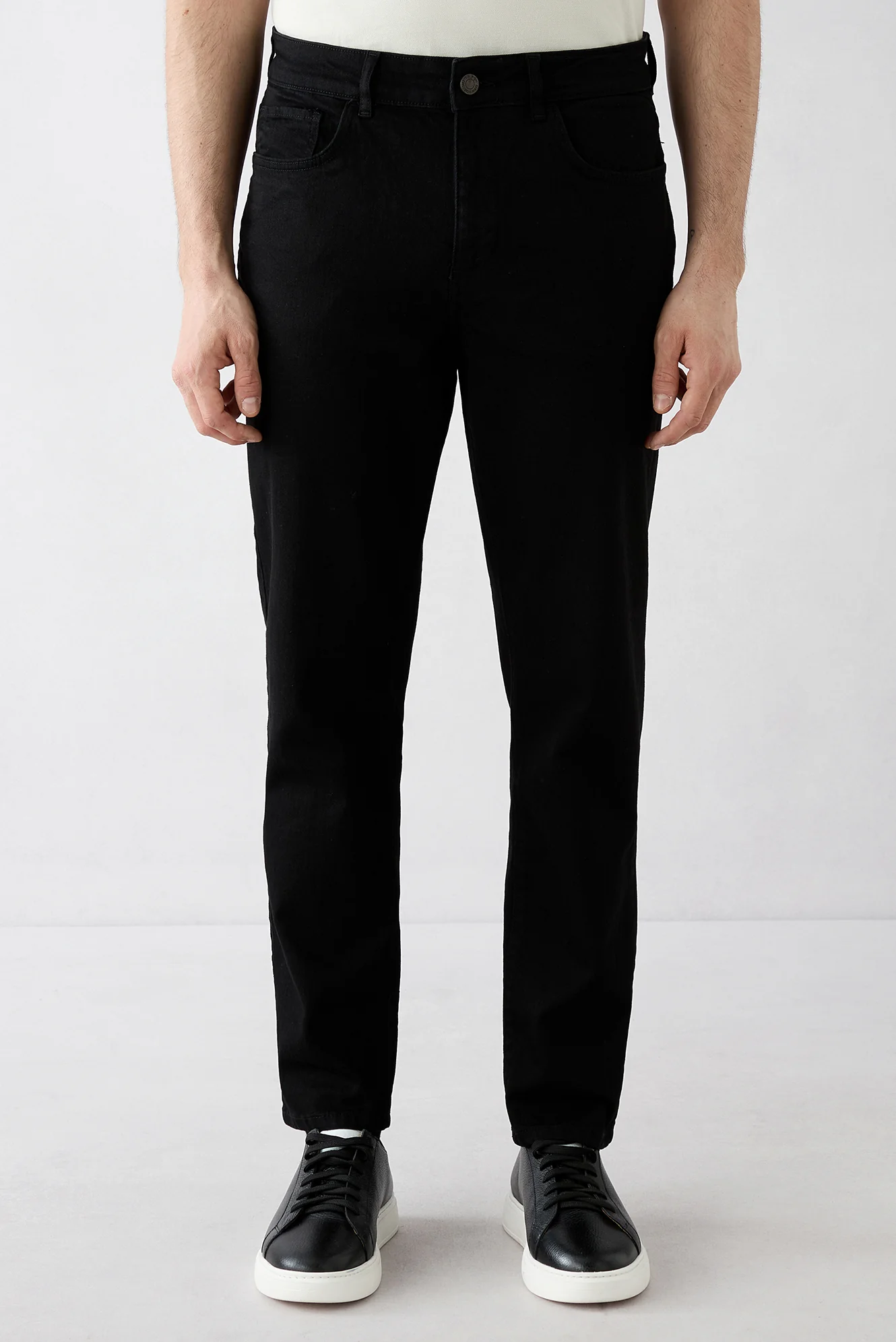Siyah Regular Fit Standart Kesim 5 Cep Denim Pantolon - Image 2