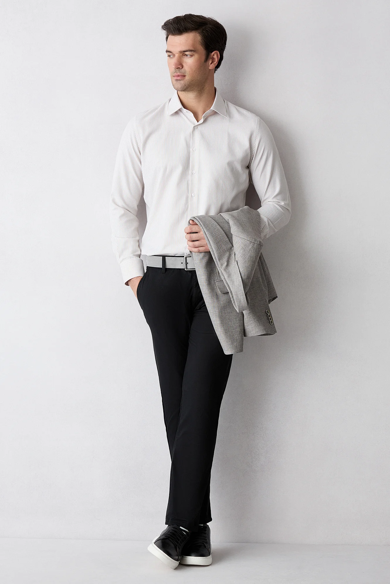 Siyah Regular Fit Standart Kesim Yan Cepli Kanvas / Chino Pantolon - Image 5