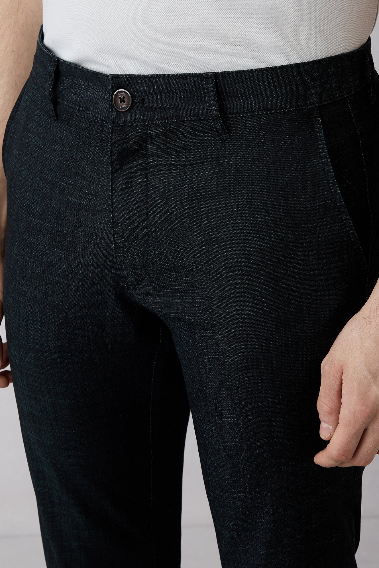 Siyah Regular Fit Standart Kesim Desenli Yandan Cep Kanvas / Chino Pantolon - Image 4