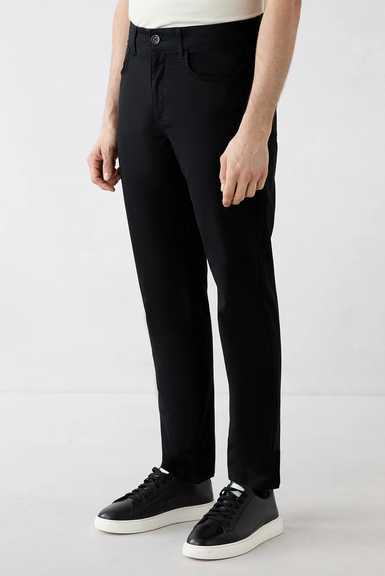 Siyah Slim Fit Dar Kesim Likralı 5 Cep Kanvas / Chino Pantolon - Image 3