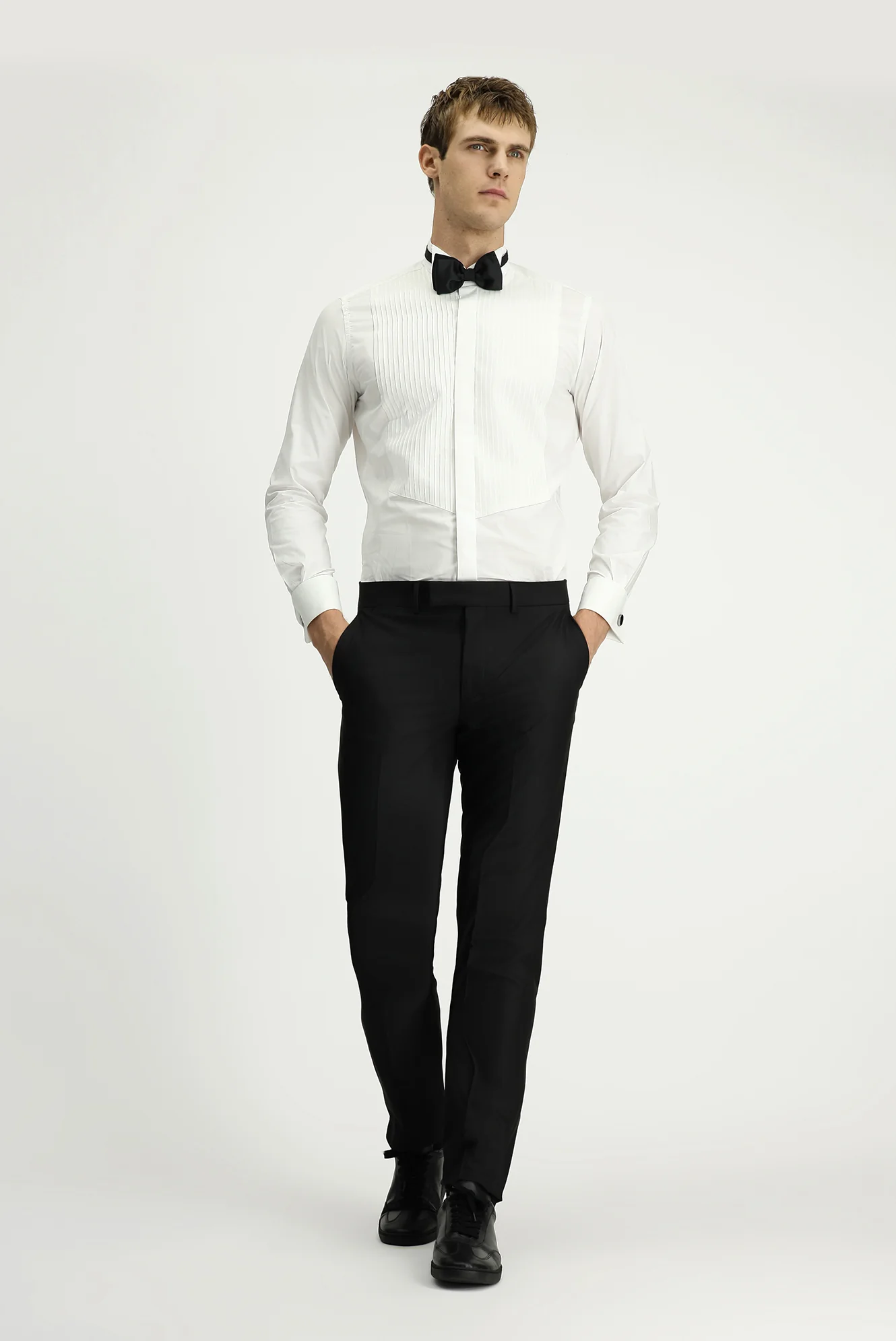 Siyah 7 Drop Slim Fit Dar Kesim Klasik Kumaş Smokin Pantolon - Image 3