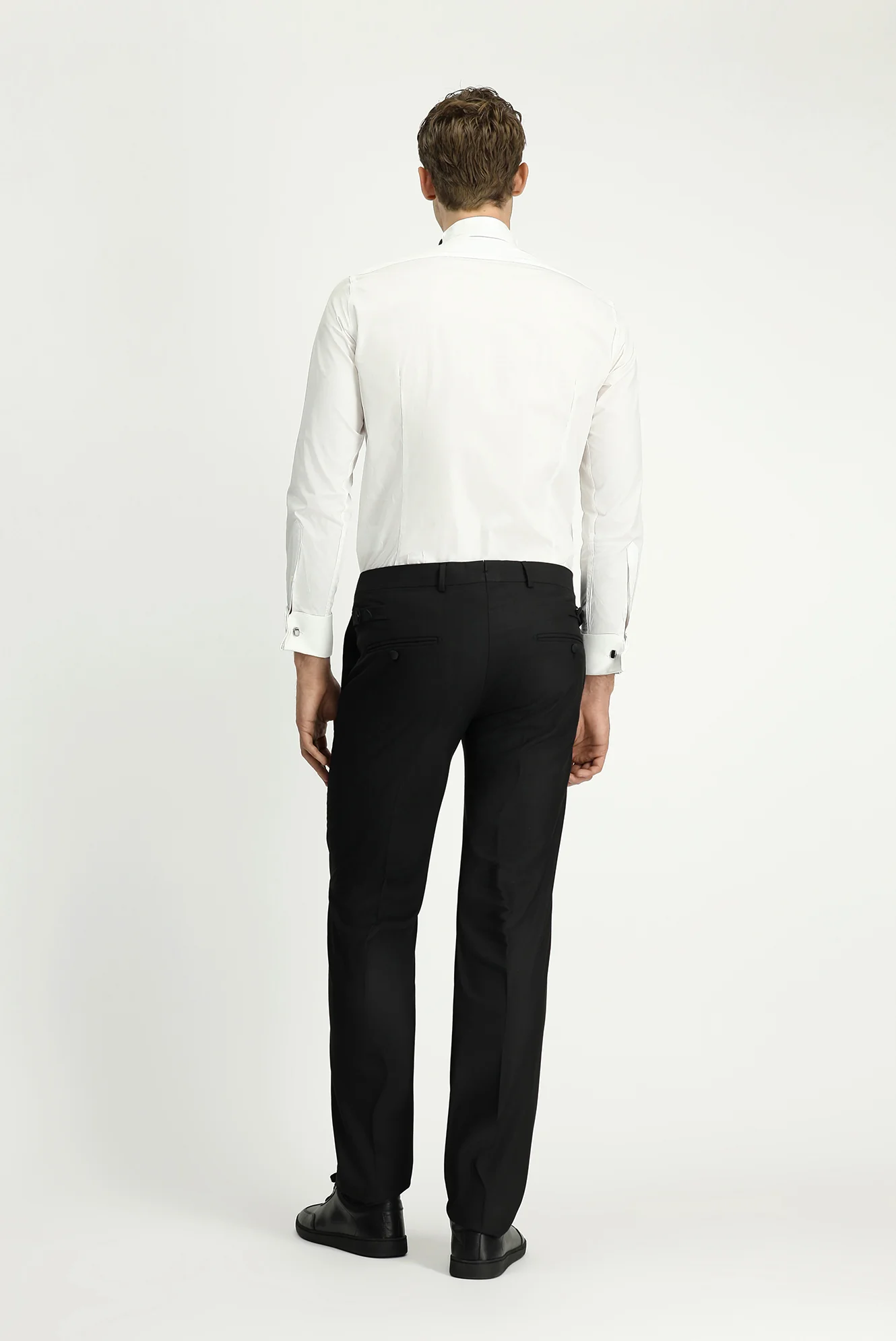 Siyah 7 Drop Slim Fit Dar Kesim Klasik Kumaş Smokin Pantolon - Image 4