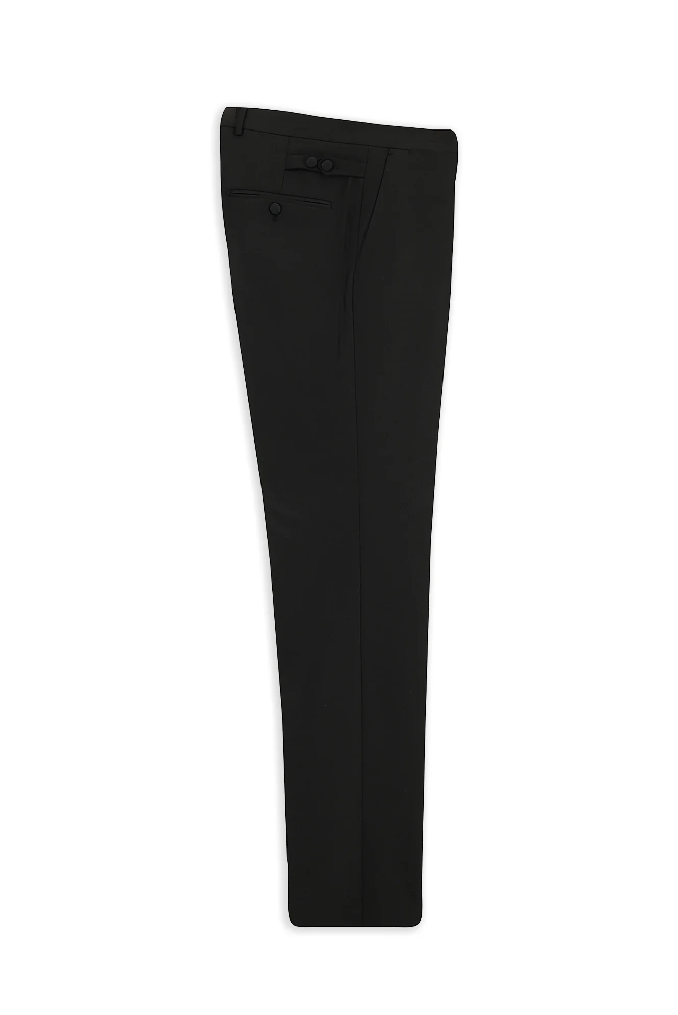 Siyah 7 Drop Slim Fit Dar Kesim Klasik Kumaş Smokin Pantolon - Image 7