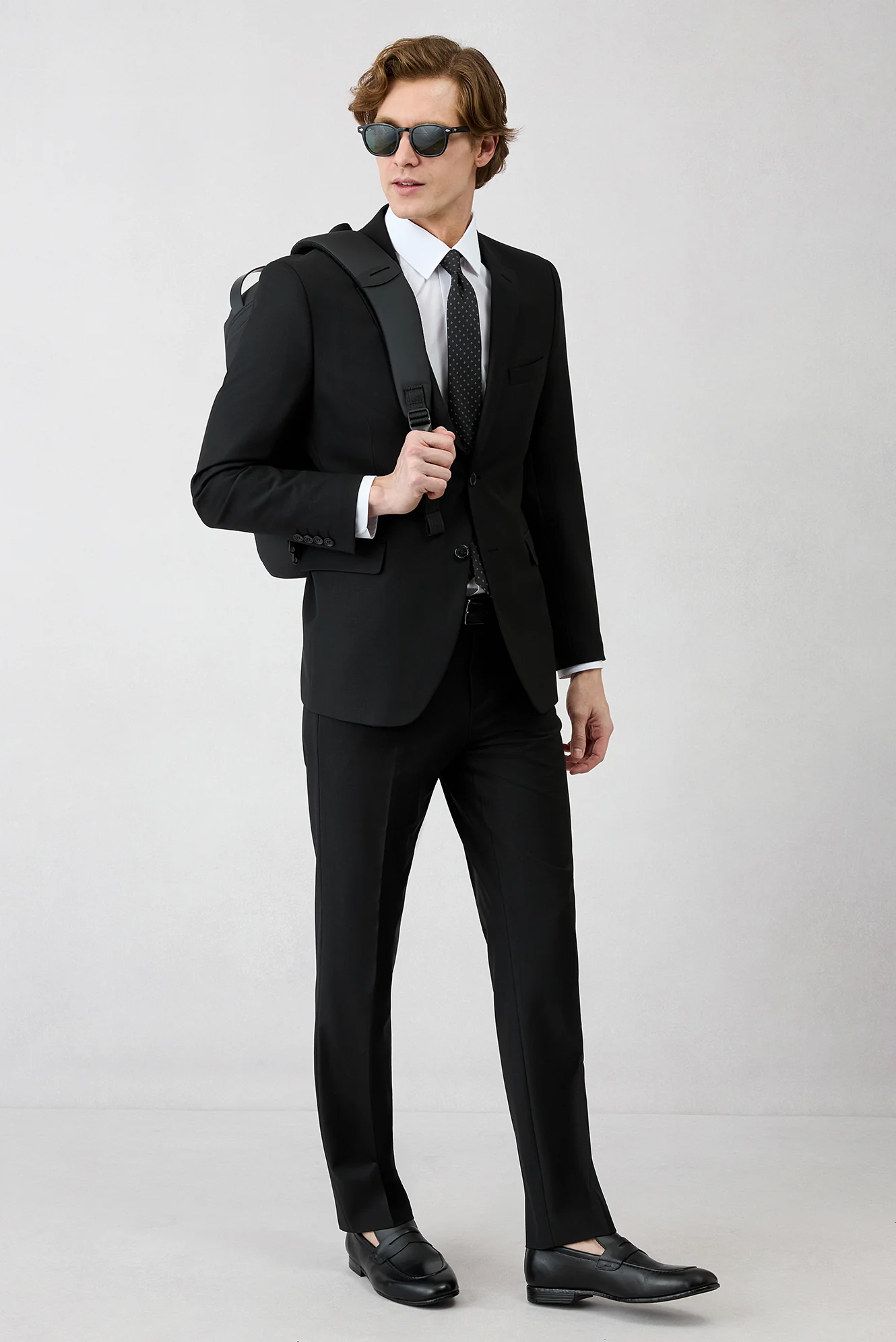 Siyah 7 Drop Slim Fit Dar Kesim Mono Yaka Likralı Takım Elbise - Image 10