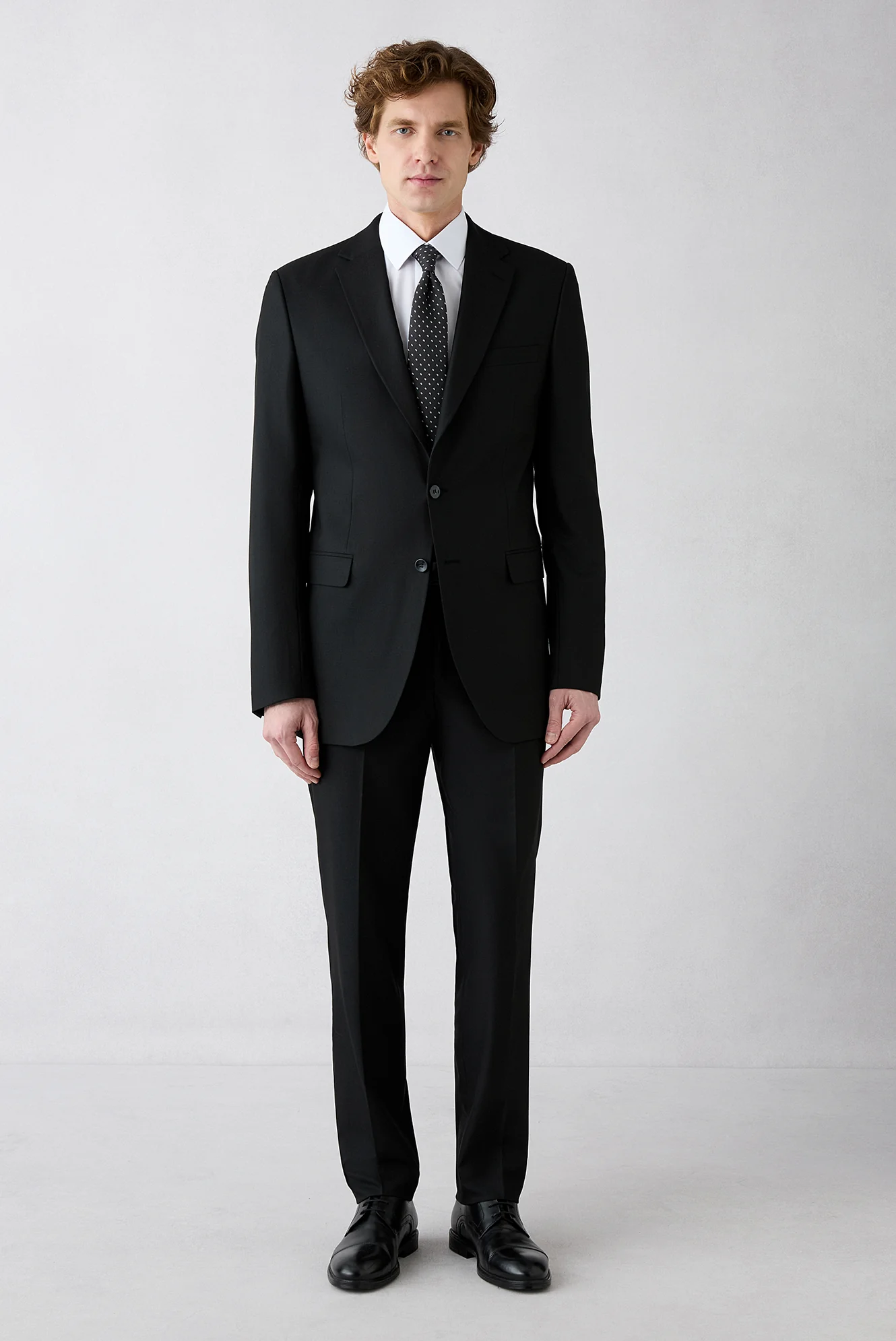 Siyah 8 Drop Long Slim Fit Uzun Dar Kesim Mono Yaka Takım Elbise - Image 2