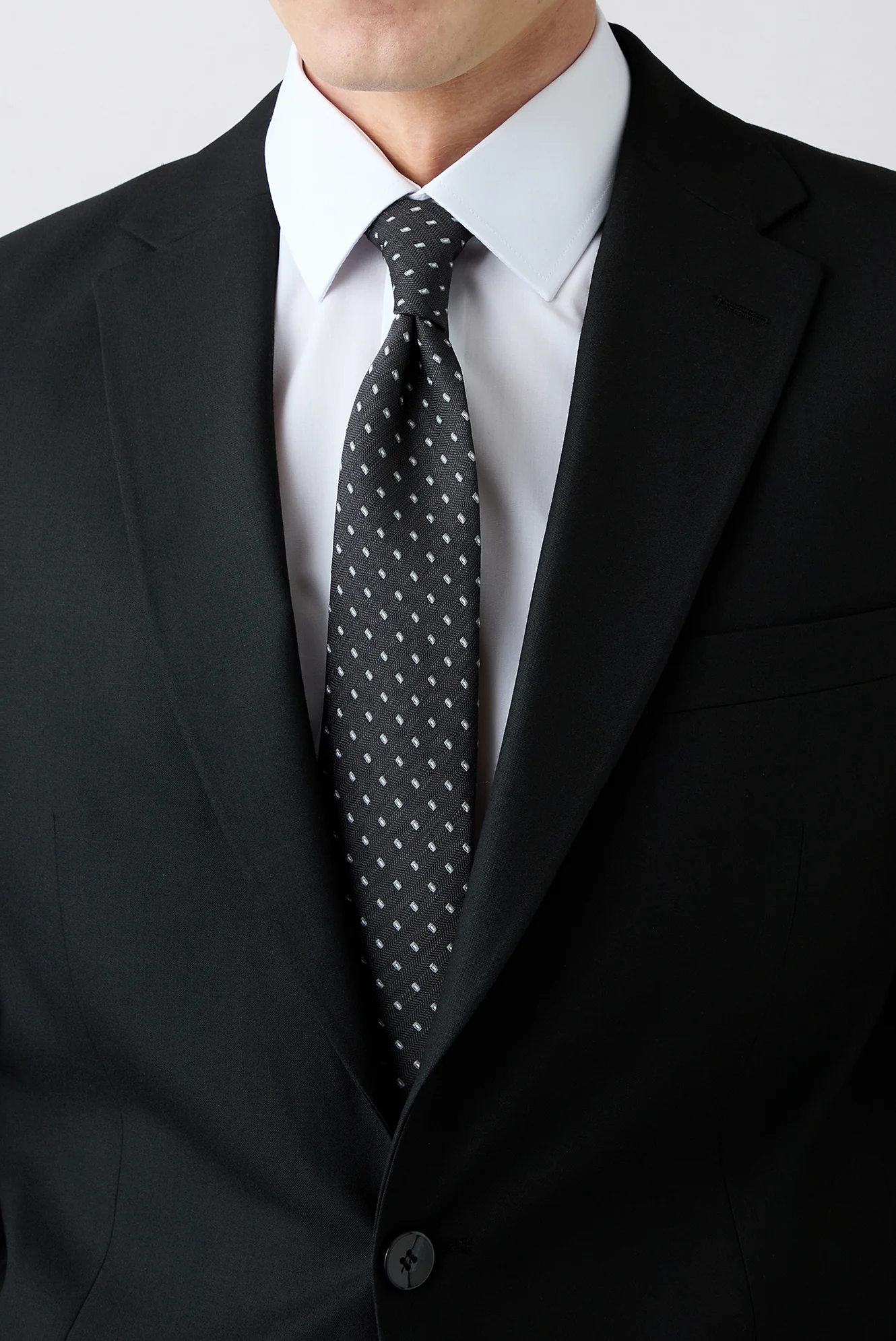 Siyah 8 Drop Long Slim Fit Uzun Dar Kesim Mono Yaka Takım Elbise - Image 3
