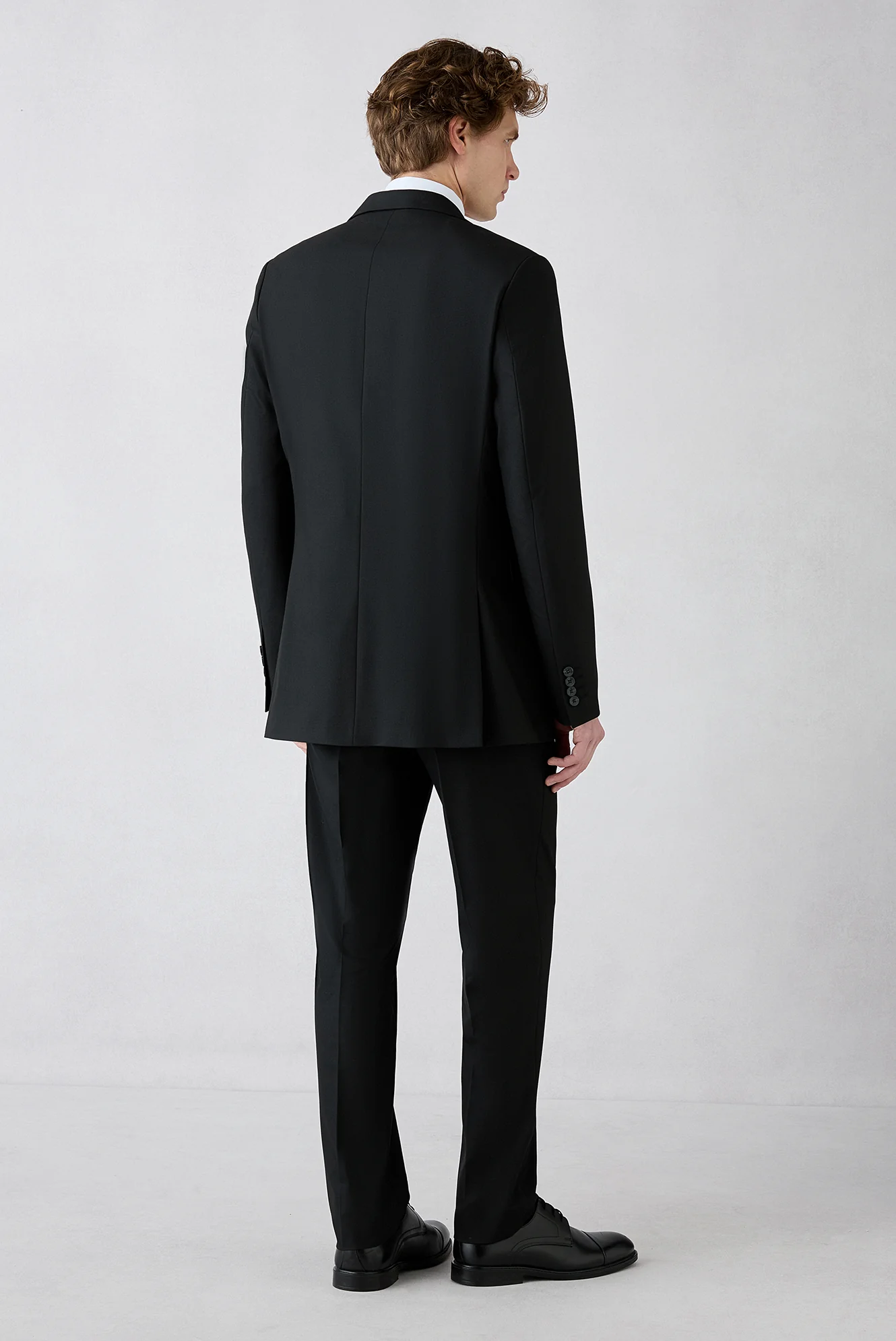 Siyah 8 Drop Long Slim Fit Uzun Dar Kesim Mono Yaka Takım Elbise - Image 4