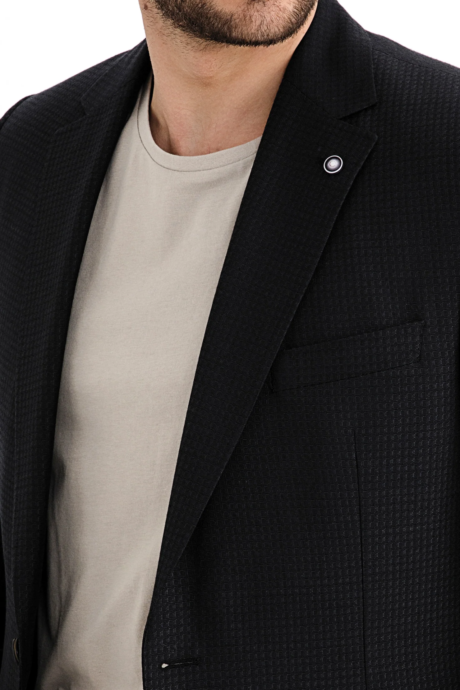 Siyah 4 Drop Relaxed Fit Rahat Kesim Bambu Ceket - Image 3