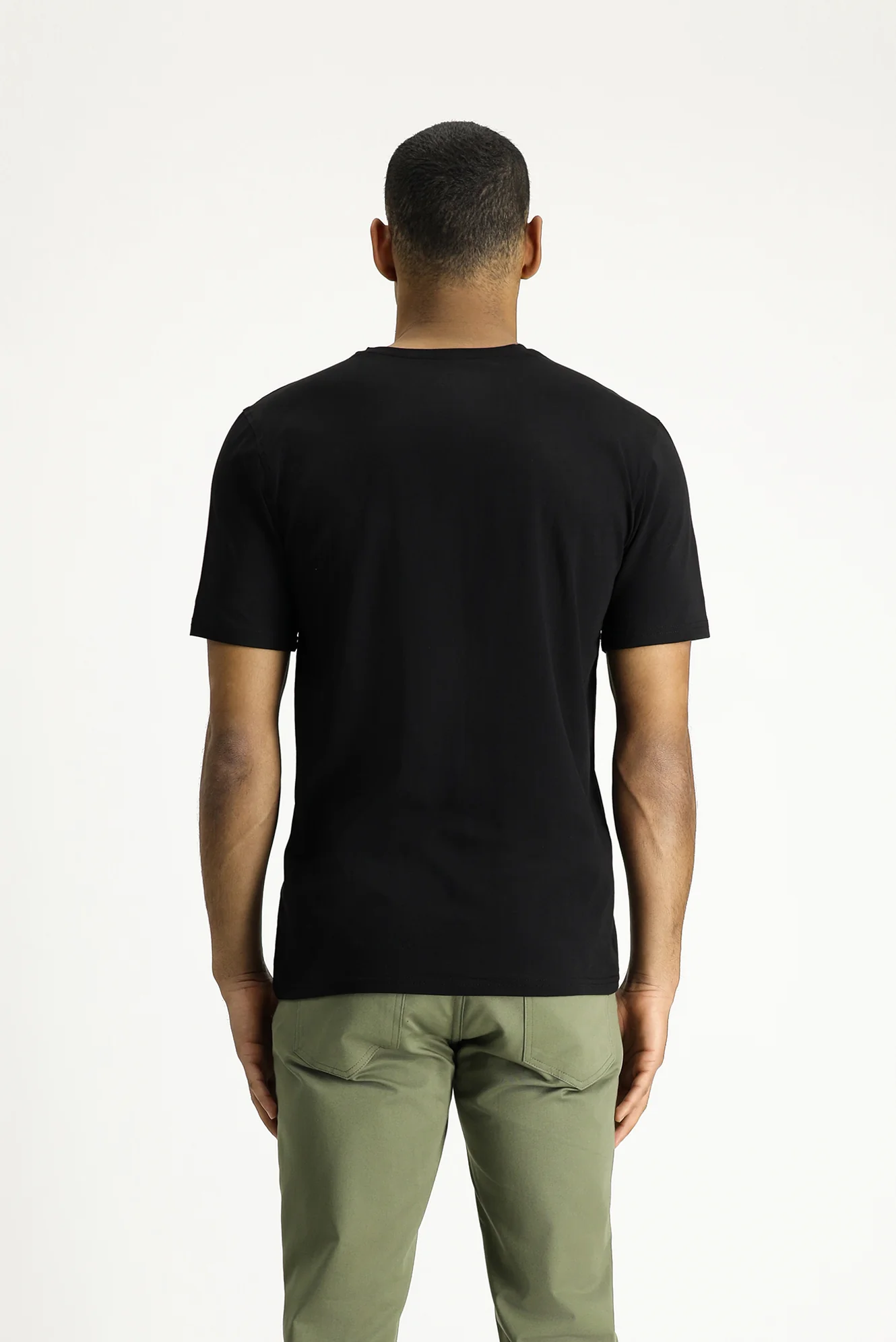 Siyah Bisiklet Yaka Baskılı Slim Fit Dar Kesim Tişört - Image 4