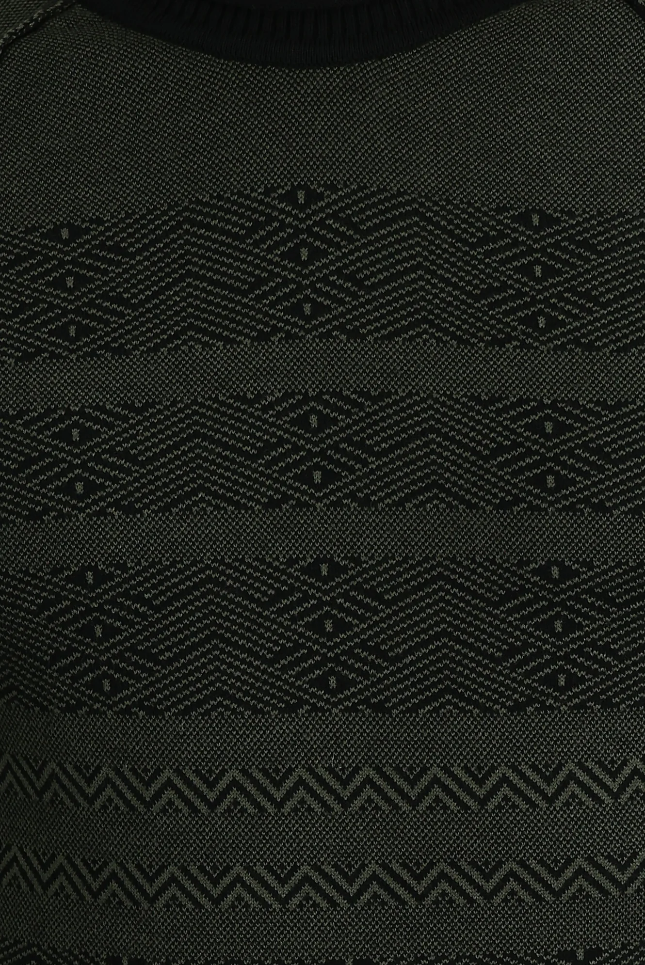 Siyah Bisiklet Yaka Regular Fit Desenli Triko Kazak - Image 3