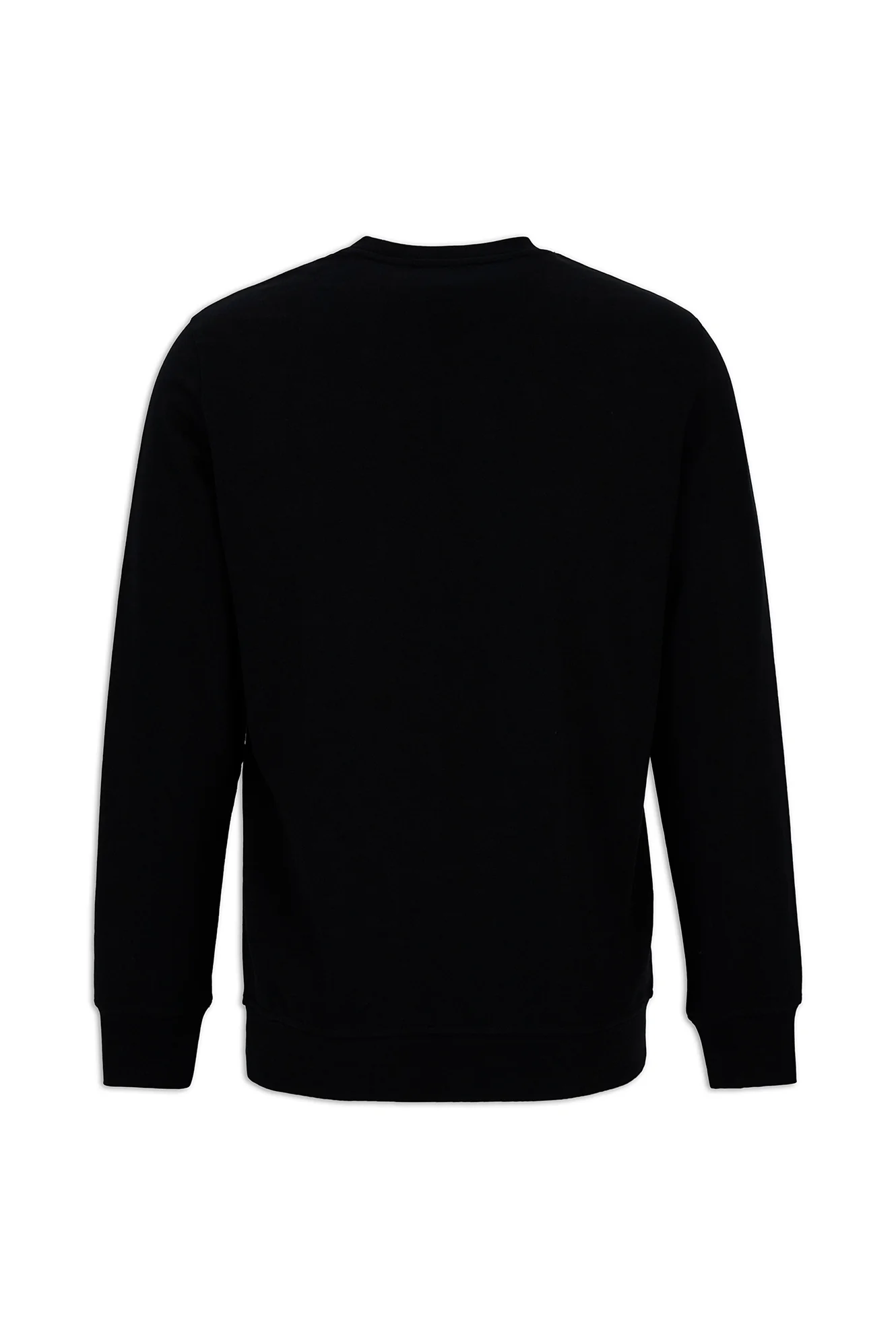Siyah Bisiklet Yaka Regular Fit Pamuklu Basic Sweatshirt - Image 7