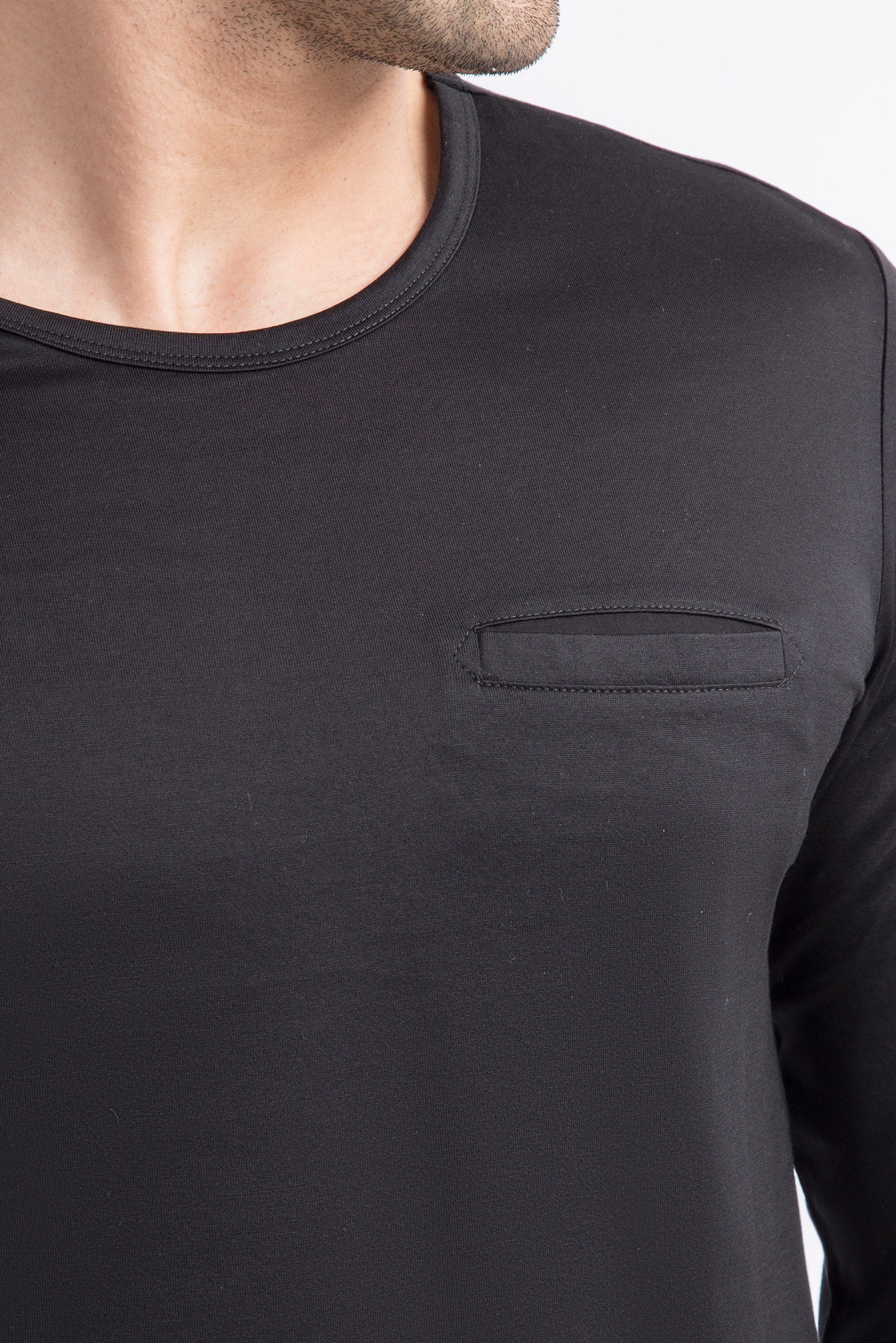 Siyah Bisiklet Yaka Regular Fit Pamuk Sweatshirt - Image 3