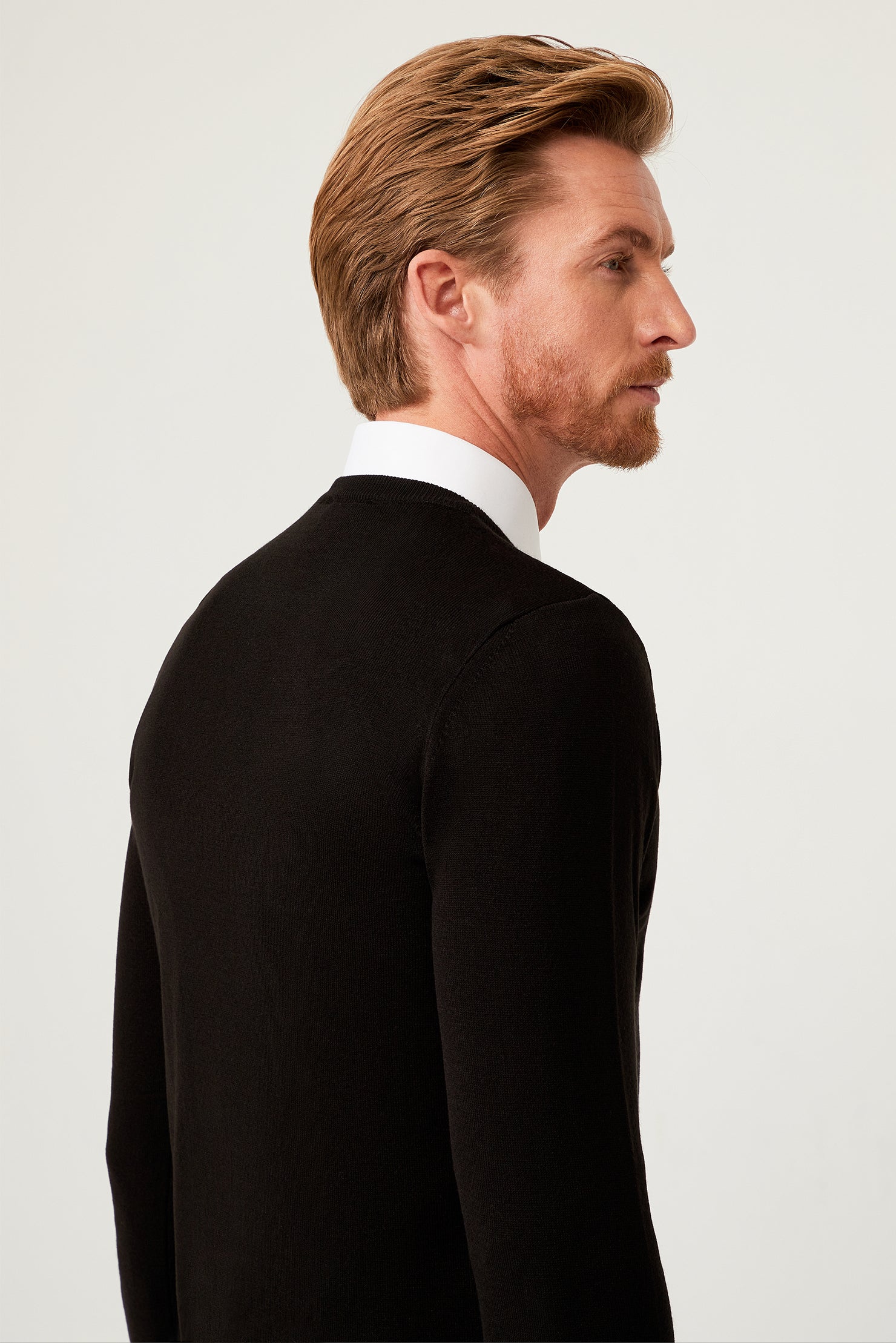 Siyah Bisiklet Yaka Regular Fit Triko Kazak - Image 4