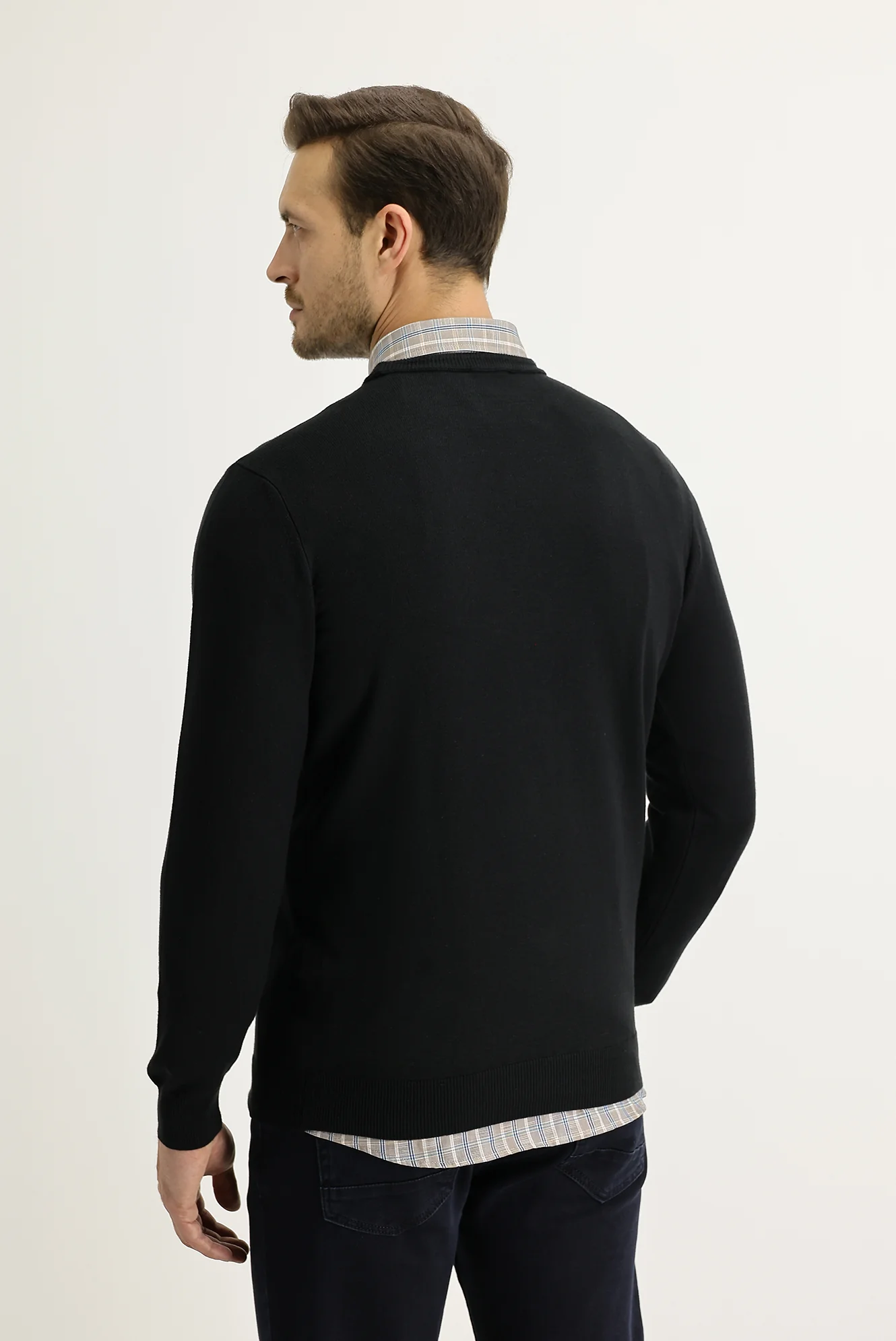 Siyah Bisiklet Yaka Regular Fit Triko Kazak - Image 3