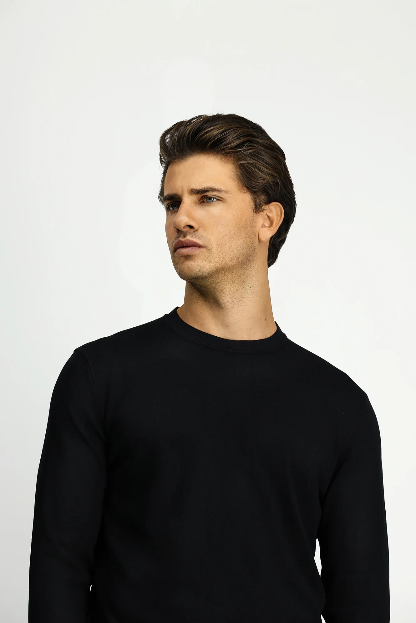 Siyah Bisiklet Yaka Regular Fit Triko Kazak - Image 4