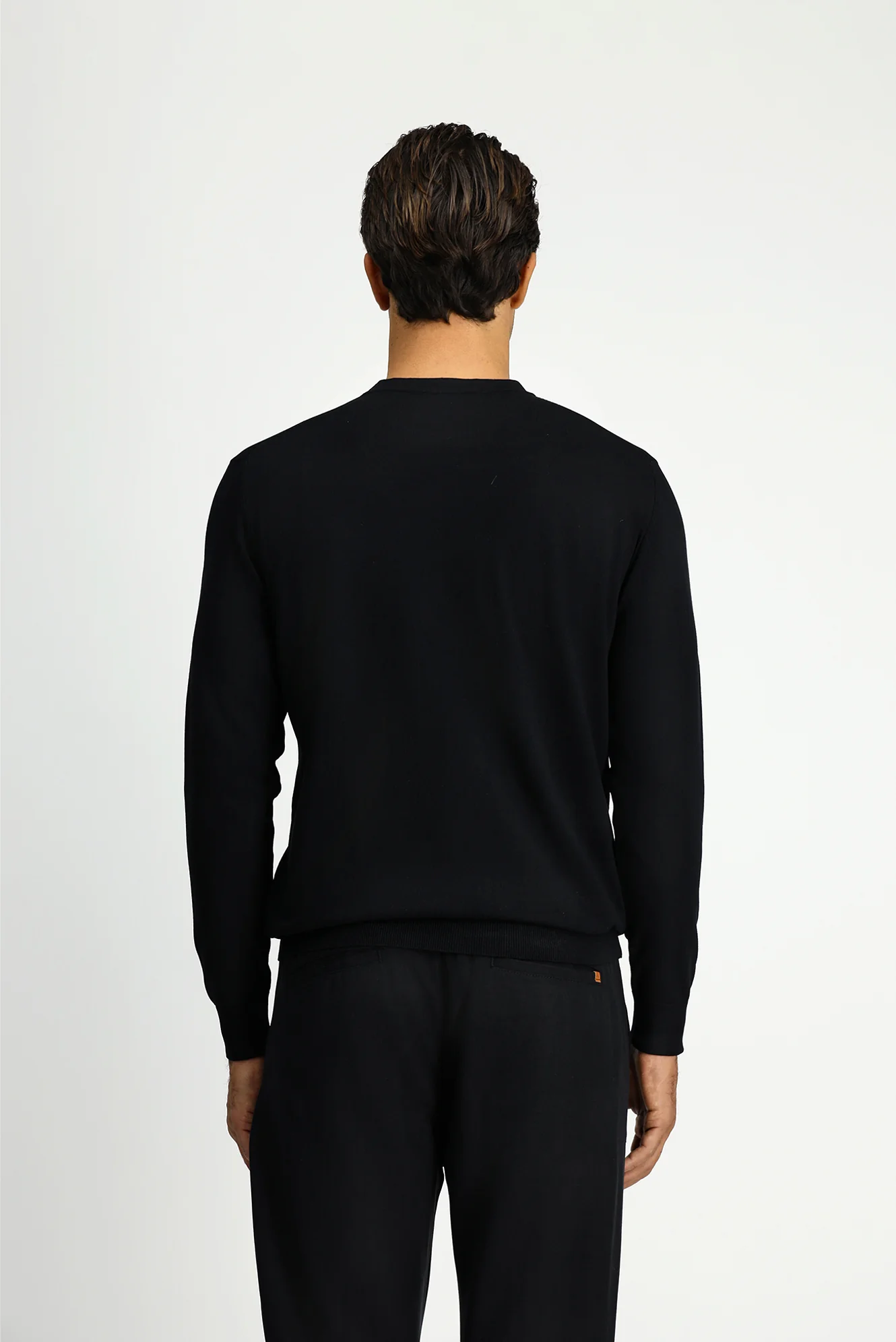 Siyah Bisiklet Yaka Regular Fit Triko Kazak - Image 5