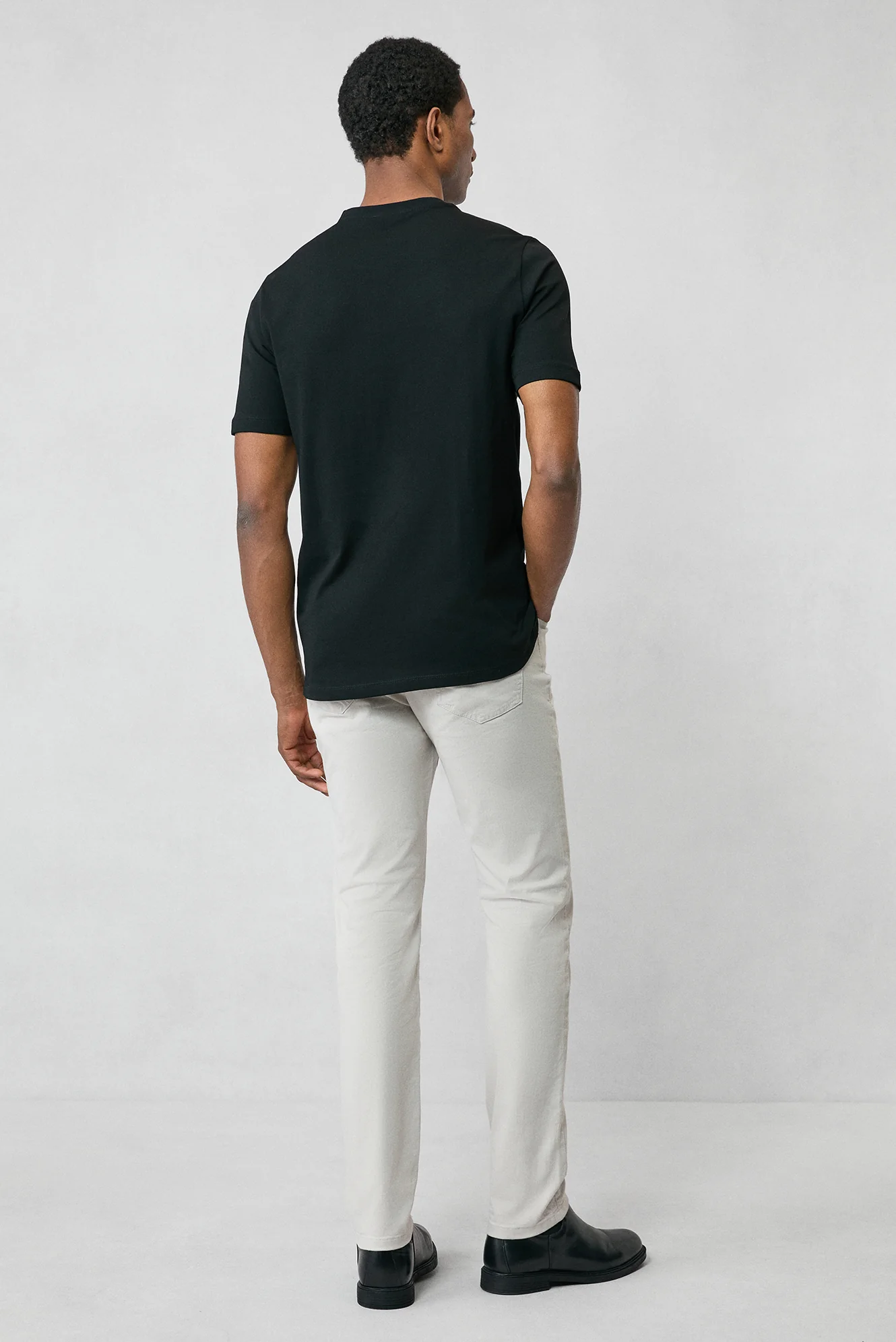 Siyah Bisiklet Yaka Slim Fit %100 Pamuk Tişört - Image 7