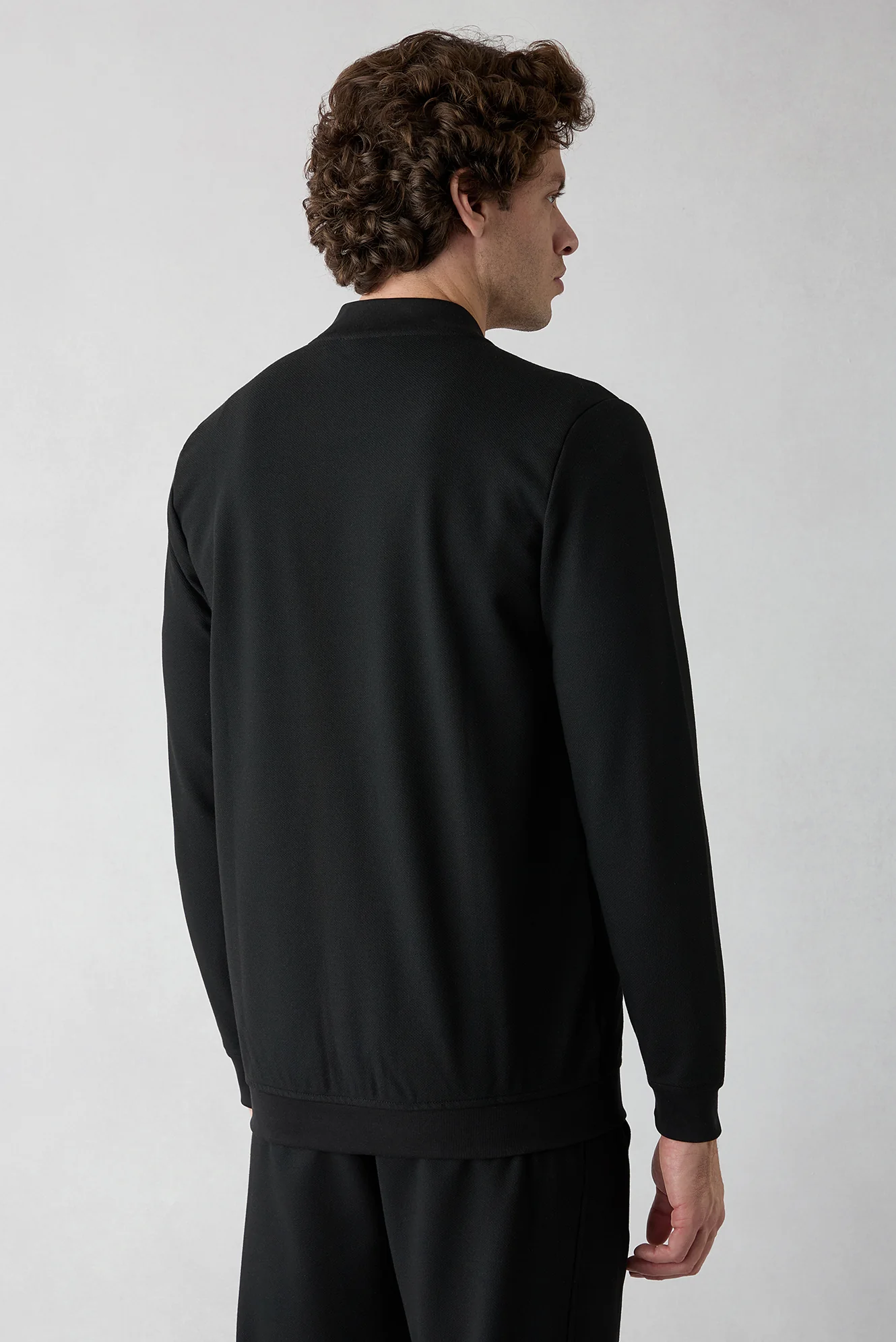 Siyah Fermuarlı Esnek Bomber Sweat Hırka - Image 6