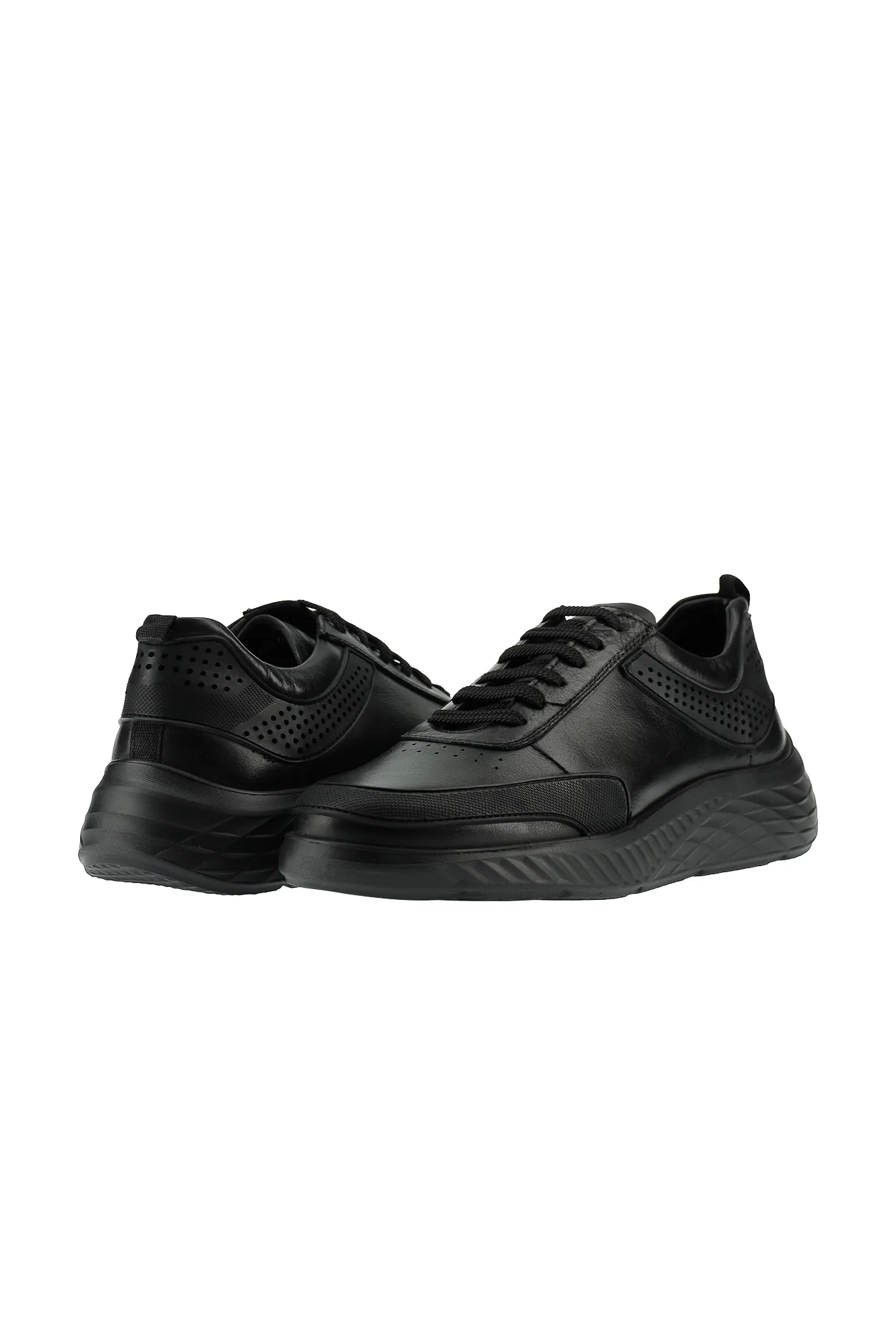 Siyah Spor Günlük Sneaker Deri Ayakkabı