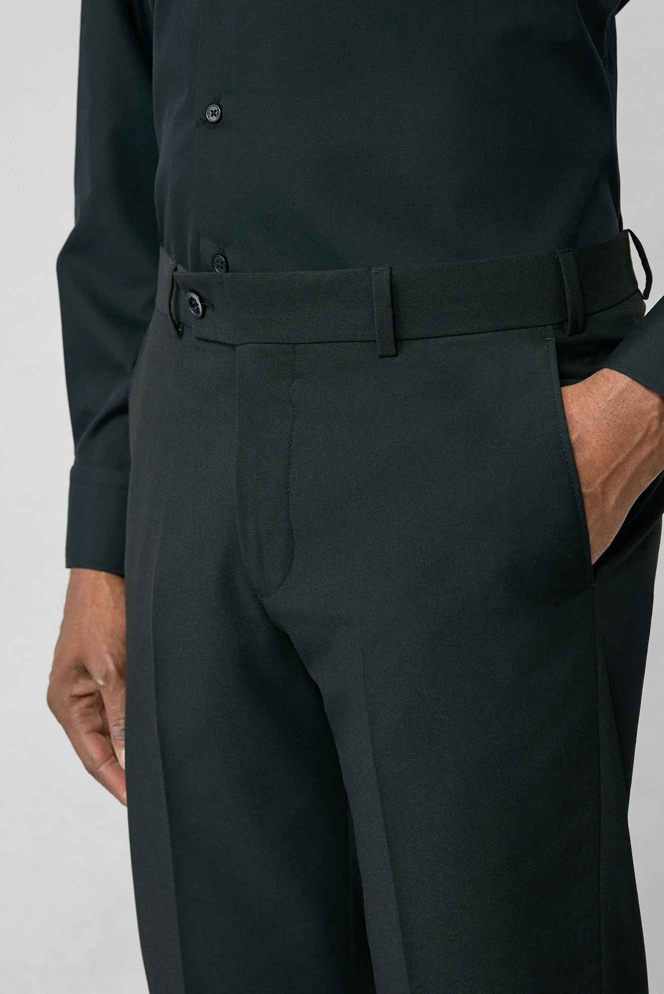 Siyah 4 Drop Relaxed Fit Rahat Kesim Klasik Kumaş Pantolon - Image 5