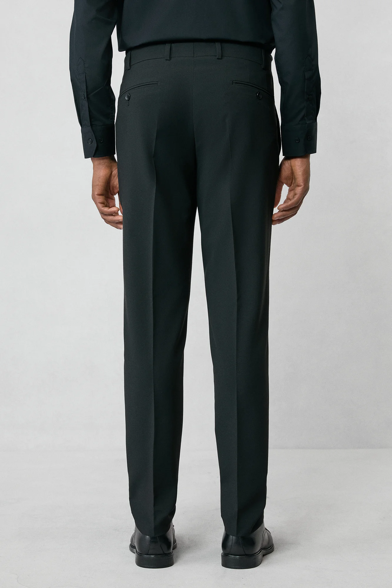 Siyah 4 Drop Relaxed Fit Rahat Kesim Klasik Kumaş Pantolon - Image 6