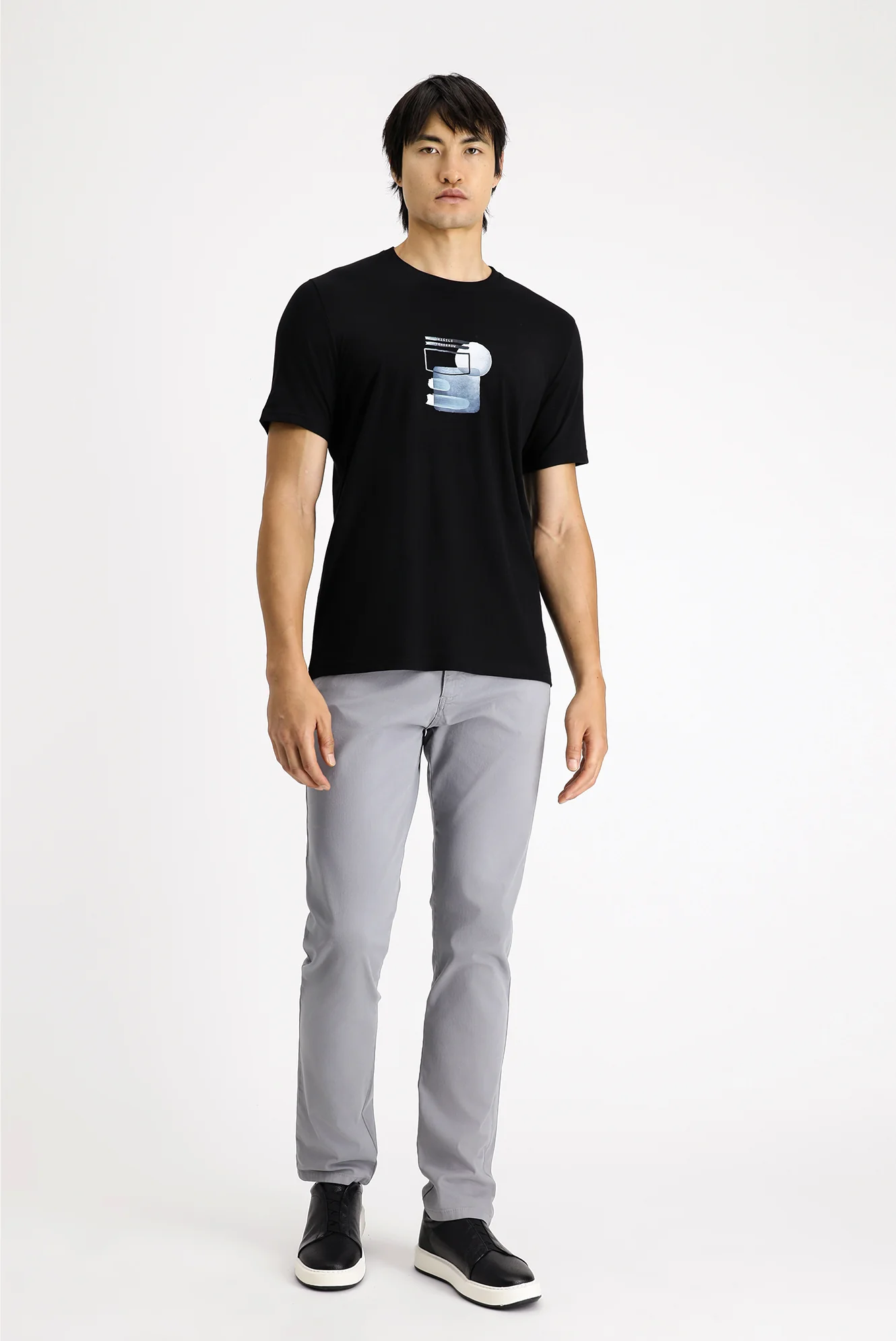 Siyah Eco-Line Bisiklet Yaka Regular Fit Baskılı Pamuk Tişört - Image 2