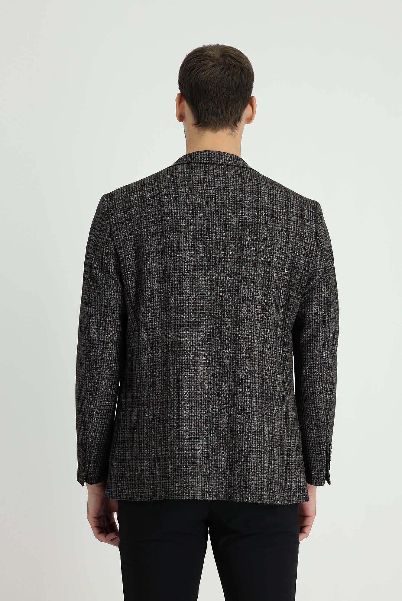 Siyah 4 Drop Relaxed Fit Rahat Kesim Ekose Ceket - Image 3