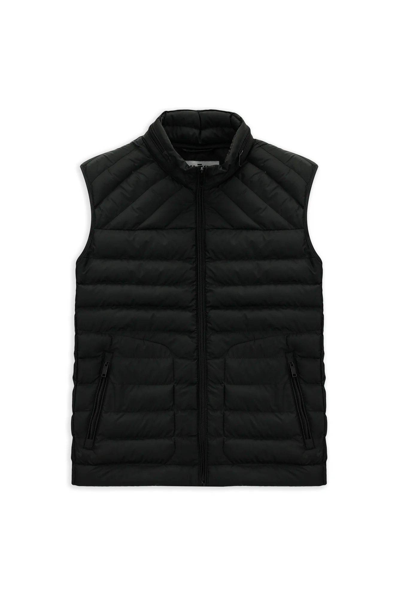 Siyah Slim Fit Dik Yaka Fermuarlı Kapitone Spor Yelek - Image 7