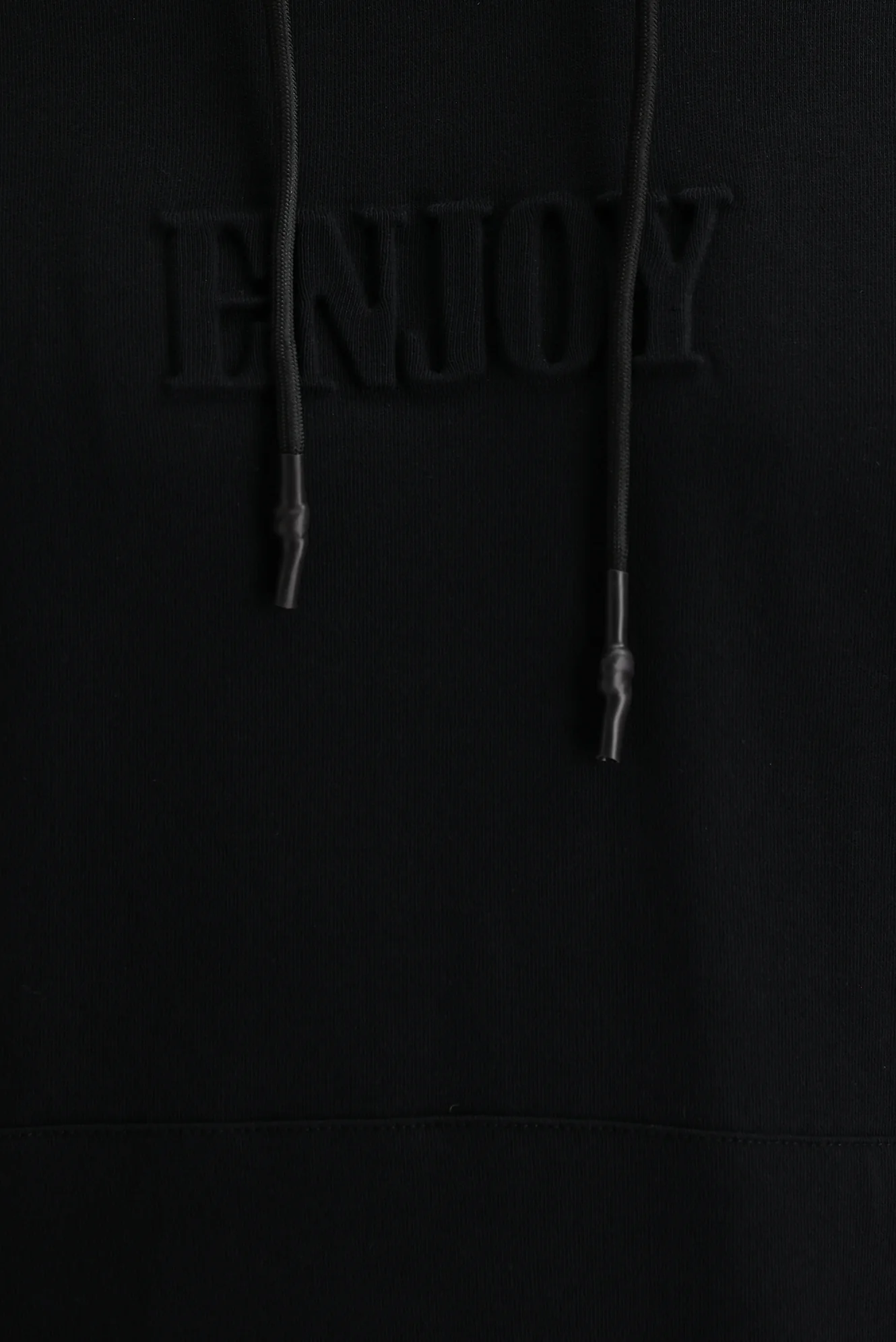 Siyah Kapüşonlu Baskılı Pamuk Sweatshirt - Image 4