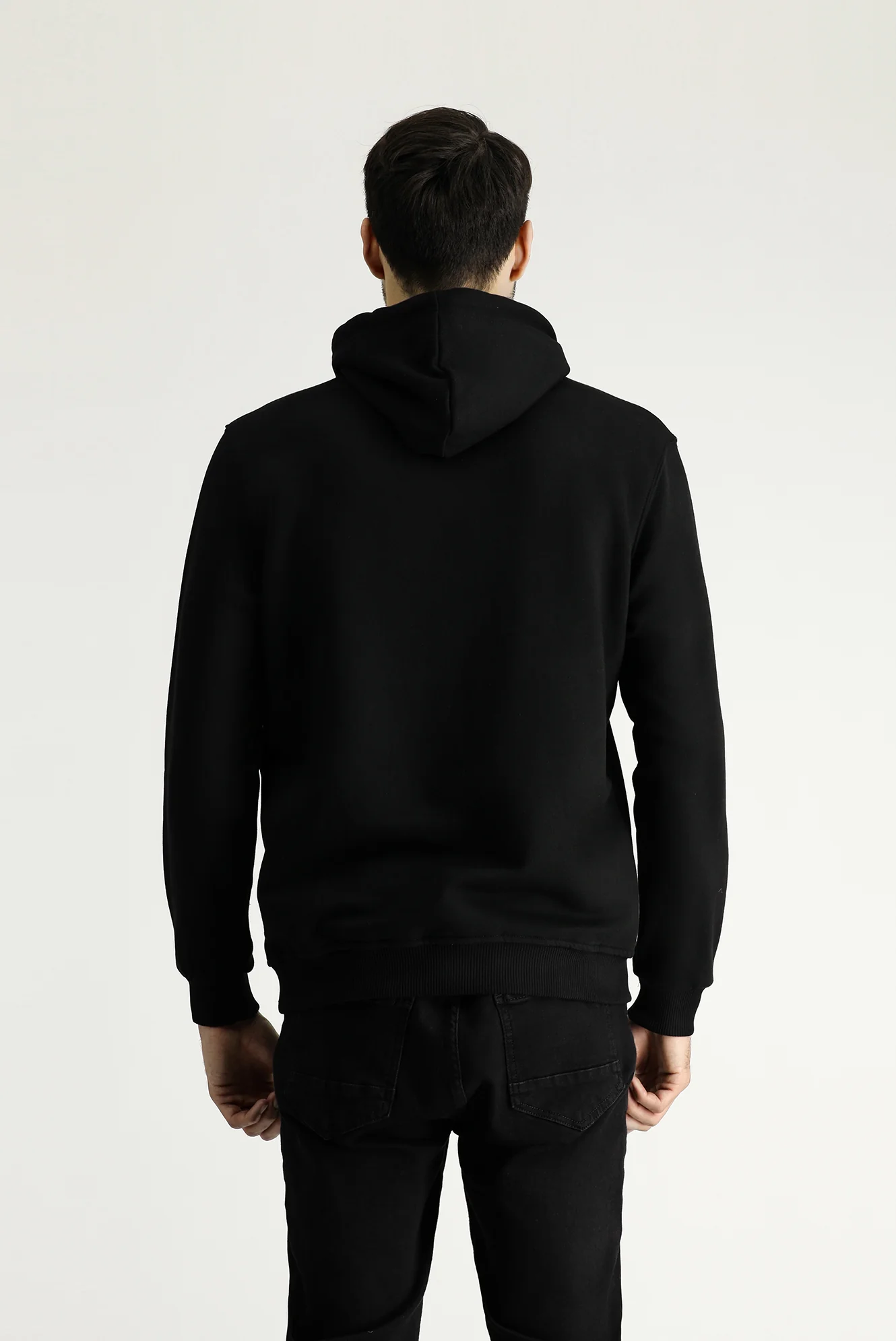 Siyah Kapüşonlu Regular Fit Pamuklu Nakışlı 3 İplik Sweatshirt - Image 5