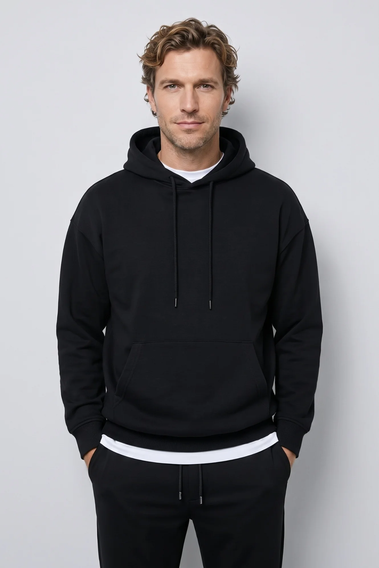Siyah Kapüşonlu Oversize Pamuklu Sweatshirt