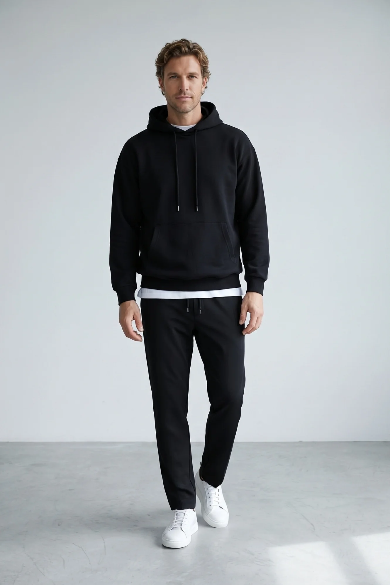 Siyah Kapüşonlu Oversize Pamuklu Sweatshirt - Image 3