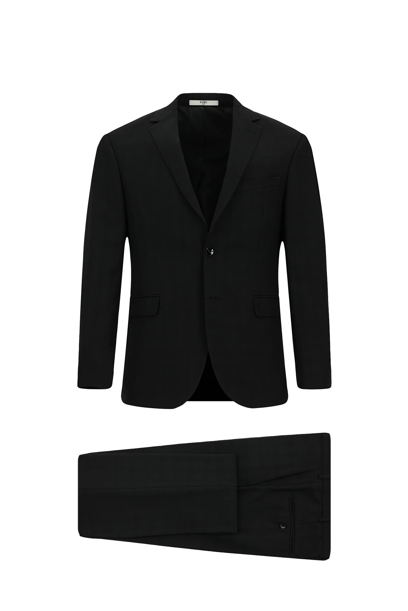 Siyah 7 Drop Slim Fit Dar Kesim Kareli Takım Elbise
