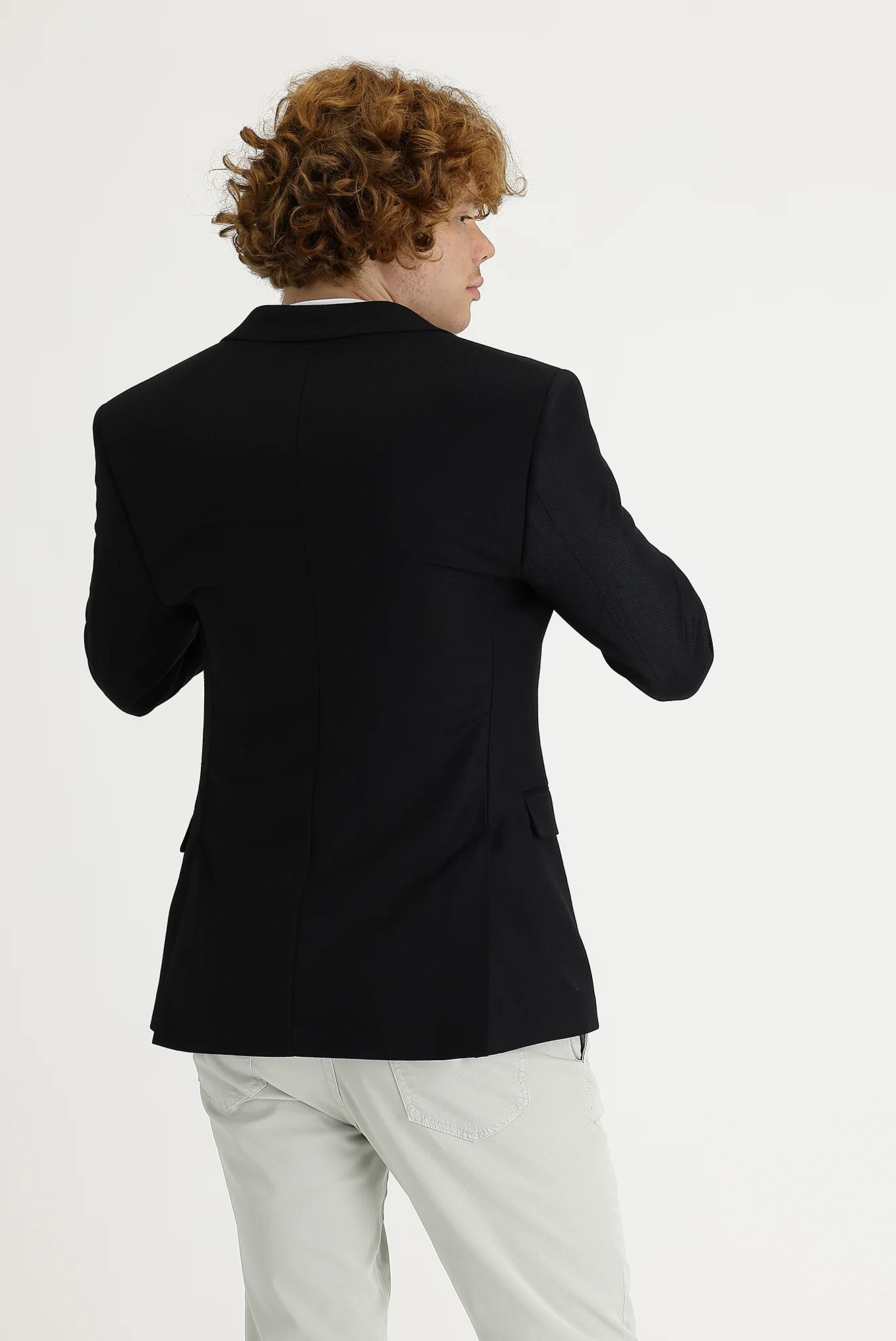Siyah 7 Drop Slim Fit Dar Kesim Klasik Ceket - Image 3