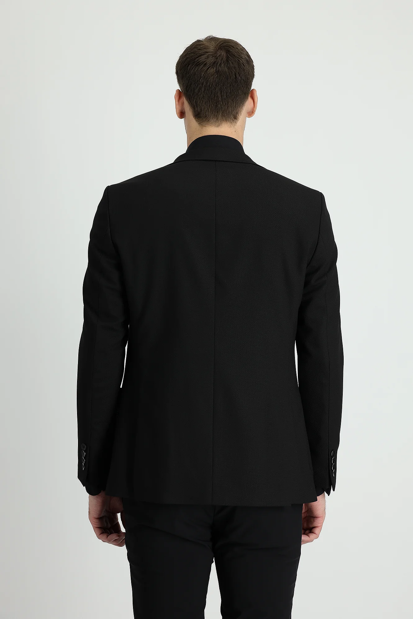 Siyah 6 Drop Regular Fit Standart Kesim Klasik Ceket - Image 3