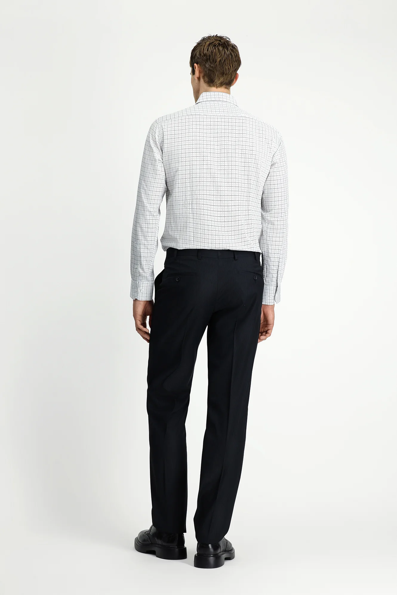 Siyah 7 Drop Slim Fit Dar Kesim Çizgili Klasik Kumaş Pantolon - Image 4